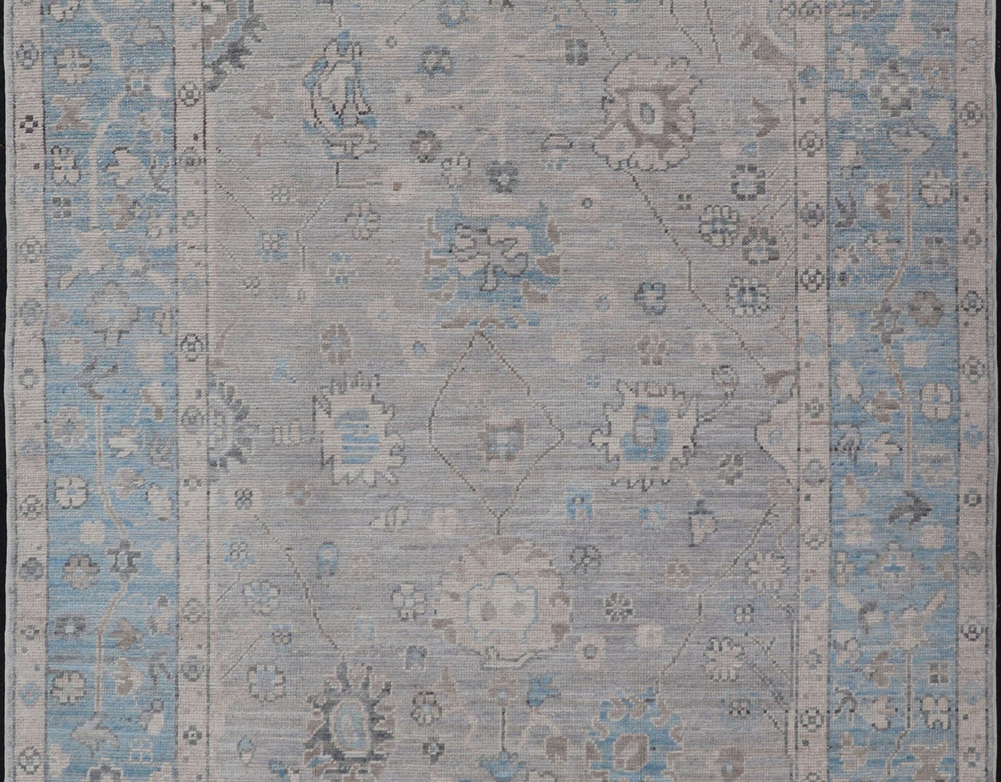 Hand - Knotted Light Blue Oushak with Light Gray Background Hand - Knotted in Afghanistan, this rustic piece holds charm within a powder blue border and a light gray field background. Above lays a modest Oushak - styled floral design reaching all ... - Keivan Woven ArtsAWR - 6309 - 20049Rug