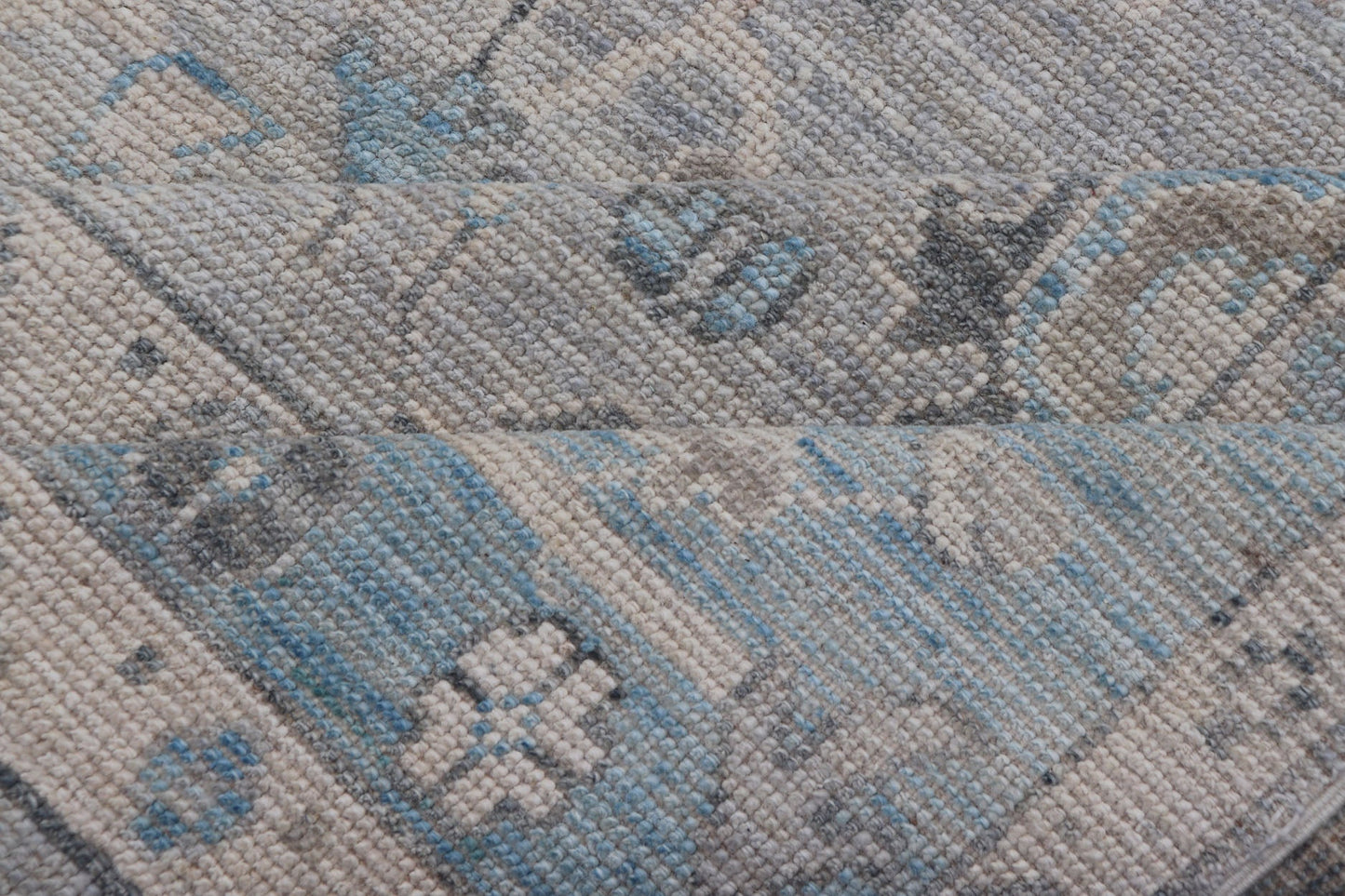 Hand - Knotted Light Blue Oushak with Light Gray Background Hand - Knotted in Afghanistan, this rustic piece holds charm within a powder blue border and a light gray field background. Above lays a modest Oushak - styled floral design reaching all ... - Keivan Woven ArtsAWR - 6309 - 20049Rug