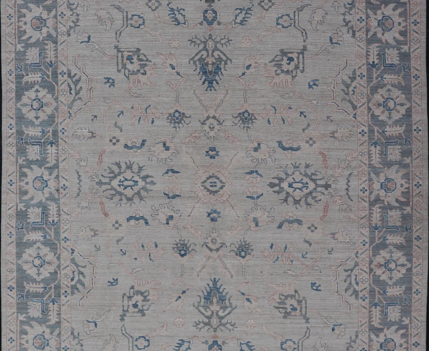 Modern Classic Oushak with Gray Colored Border and Light Silvery Gray Background Large Modern Oushak with Gray Colored Border and Light Silvery Gray Background. Country of Origin: Afghanistan; Type: Oushak; Design: Medallion, Tribal Medallion, ... - Keivan Woven ArtsAWR - 8521 - 21287Rug