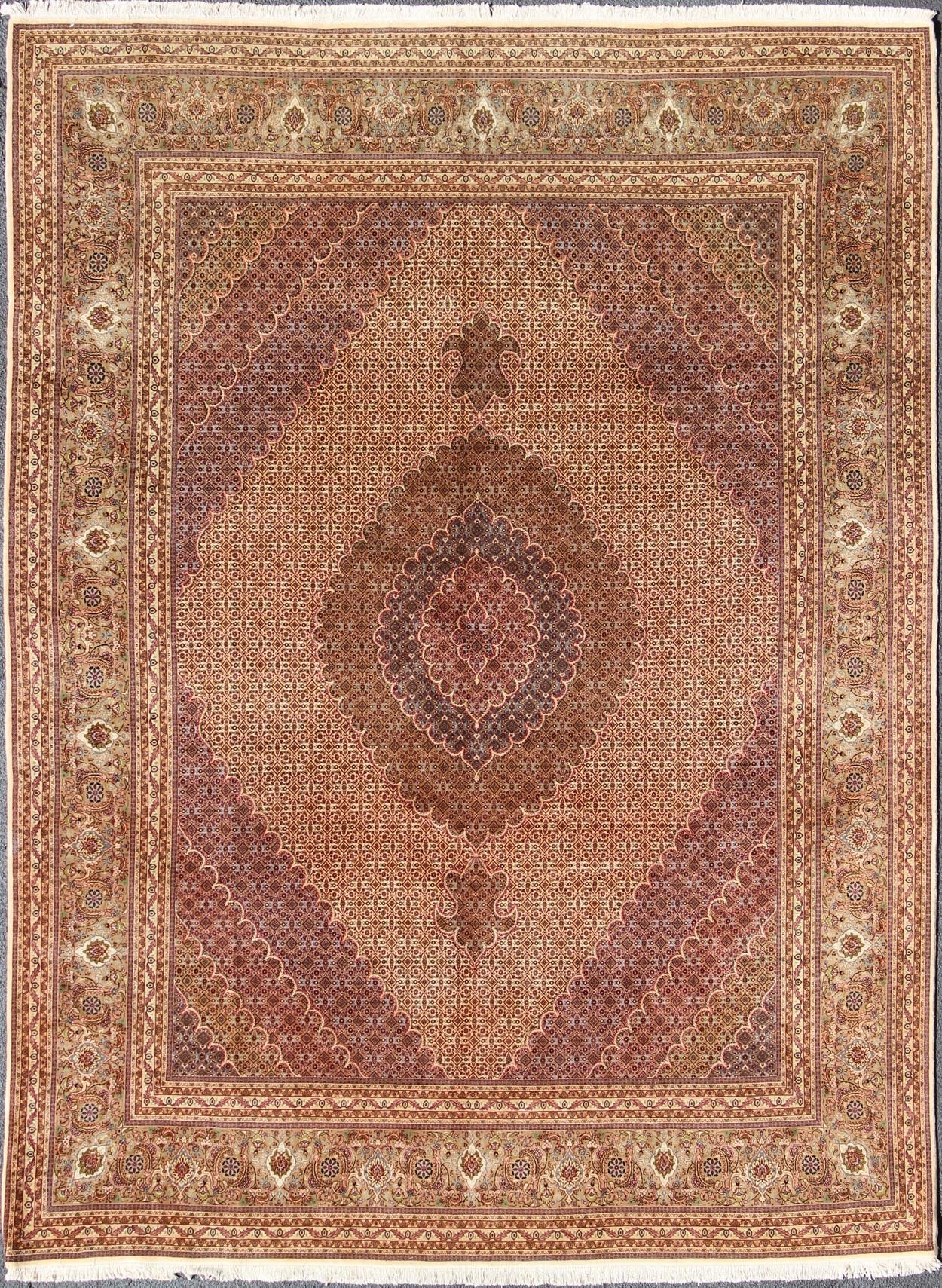 Keivan Woven Arts, Vintage Persian Mahi Tabriz rug with oval medallion and swirling floral design, kwarugs B - 0301, country of origin / type: Iran / Tabriz, circa 1970. This spectacular Persian Tabriz rug, from the 1970's, bears magnificent splen... - Keivan Woven ArtsB - 0301 - 1197Rug