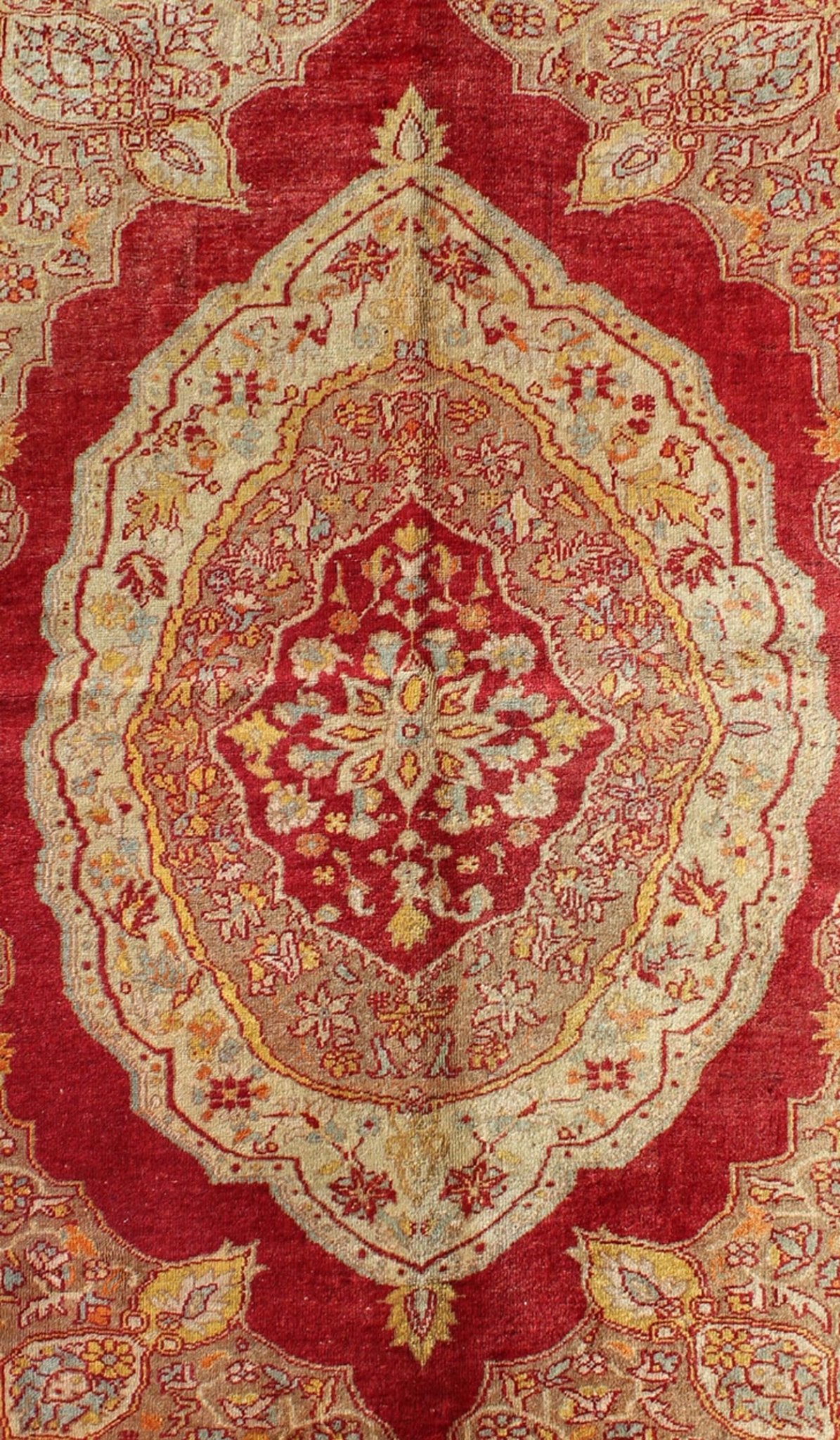 Ornate Rich Red and Cream Antique Turkish Ladik Rug with Floral Medallion, rug b - 0805, country of origin / type: Iran / Ladik, circa 1900 This fine Turkish Ladik carpet form the late 19th century boasts an impressive multi - layered central medall... - Keivan Woven ArtsB - 0805 - 231Rug