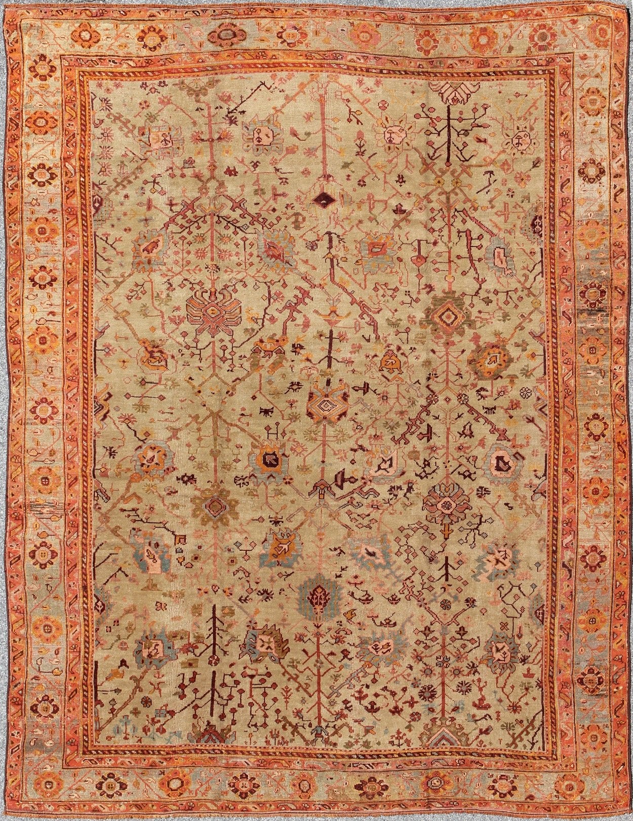 Keivan Woven Arts Outstanding Antique Ghoirdes Rug B - 0912 This outstanding antique Ghoirdes from the late 19th Century contains an impressive array of independent geometric branches and florets set amongst a background field of grey - green. The co... - Keivan Woven ArtsB - 0912 - 130Rug