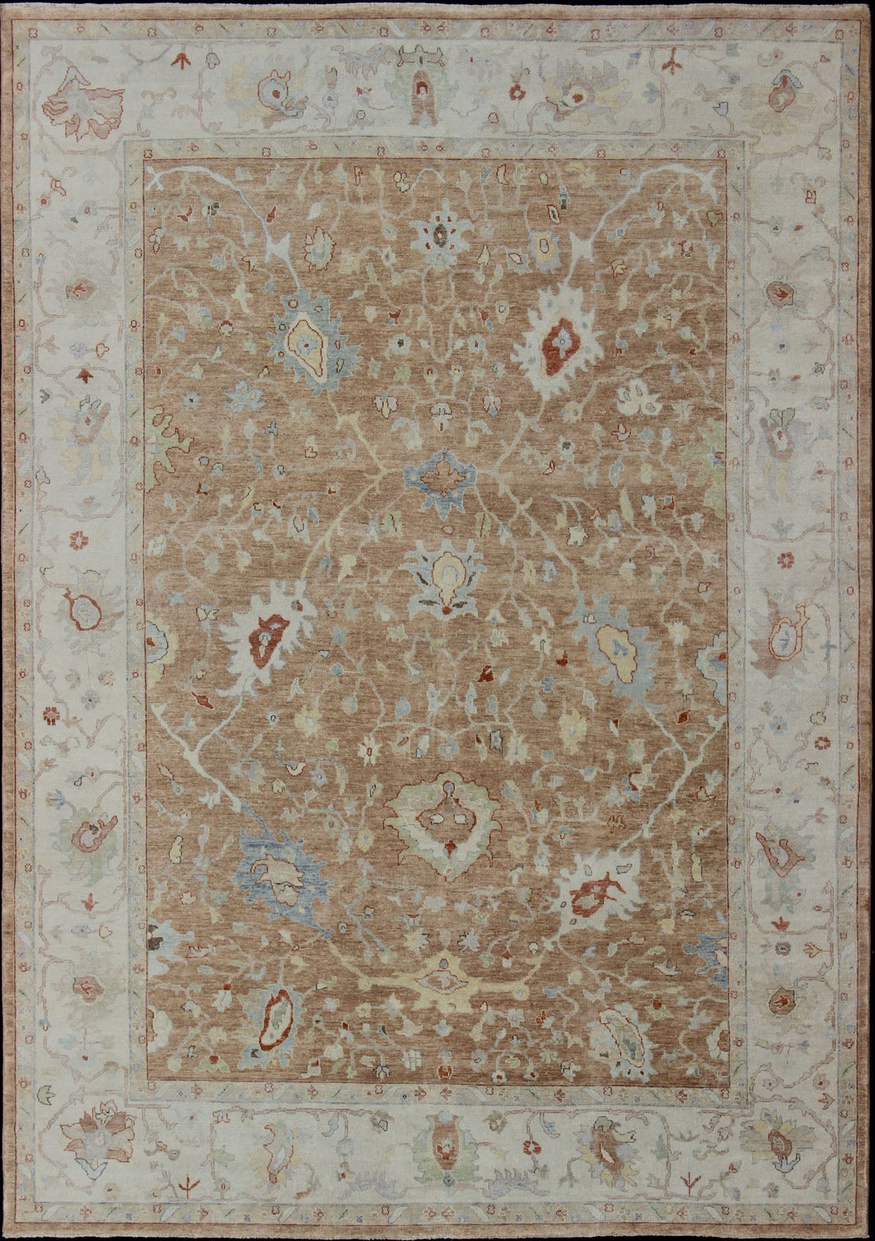 Large Indian All - Over Floral Designed Oushak Rug Hand - Knotted in Wool Measures 10' x 13'10 Country of Origin: India; Type: Oushak; Design: Floral, All - Over, Oushak Floral; Keivan Woven Arts: BDH - 743461; Large Indian Floral Oushak Rug Han... - Keivan Woven ArtsBDH - 743461 - 10886Rug