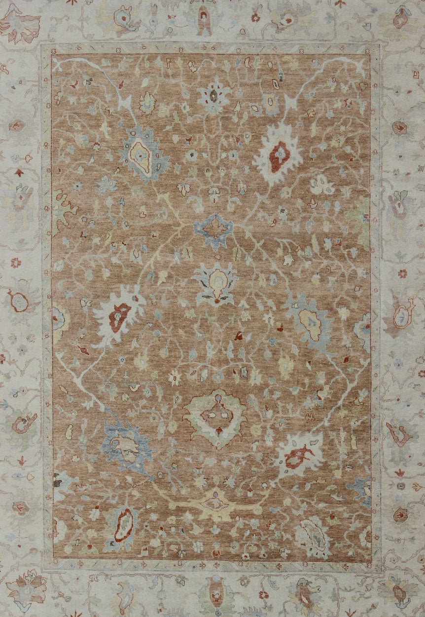 Large Indian All - Over Floral Designed Oushak Rug Hand - Knotted in Wool Measures 10' x 13'10 Country of Origin: India; Type: Oushak; Design: Floral, All - Over, Oushak Floral; Keivan Woven Arts: BDH - 743461; Large Indian Floral Oushak Rug Han... - Keivan Woven ArtsBDH - 743461 - 10886Rug