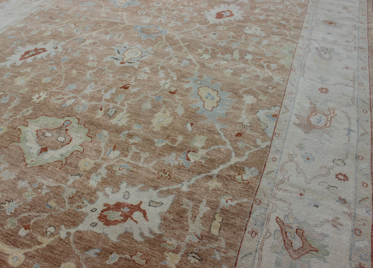 Large Indian All - Over Floral Designed Oushak Rug Hand - Knotted in Wool Measures 10' x 13'10 Country of Origin: India; Type: Oushak; Design: Floral, All - Over, Oushak Floral; Keivan Woven Arts: BDH - 743461; Large Indian Floral Oushak Rug Han... - Keivan Woven ArtsBDH - 743461 - 10886Rug
