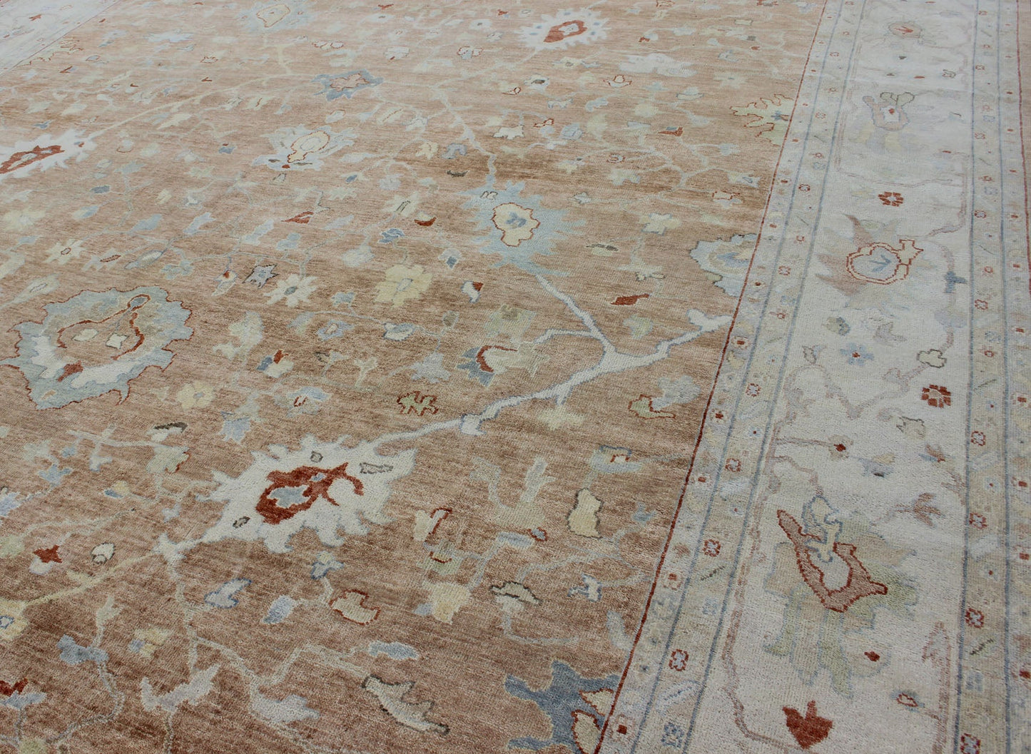 Oversized Hand Knotted Indian Floral Oushak Rug Hand - Knotted in Wool Measures 11'11 x 14'10 Country of Origin: India; Type: Oushak; Design: Floral, All - Over, Oushak Floral; Keivan Woven Arts: BDH - 743526; Oversized Indian Floral Oushak Ru... - Keivan Woven ArtsBDH - 743526 - 10890Rug