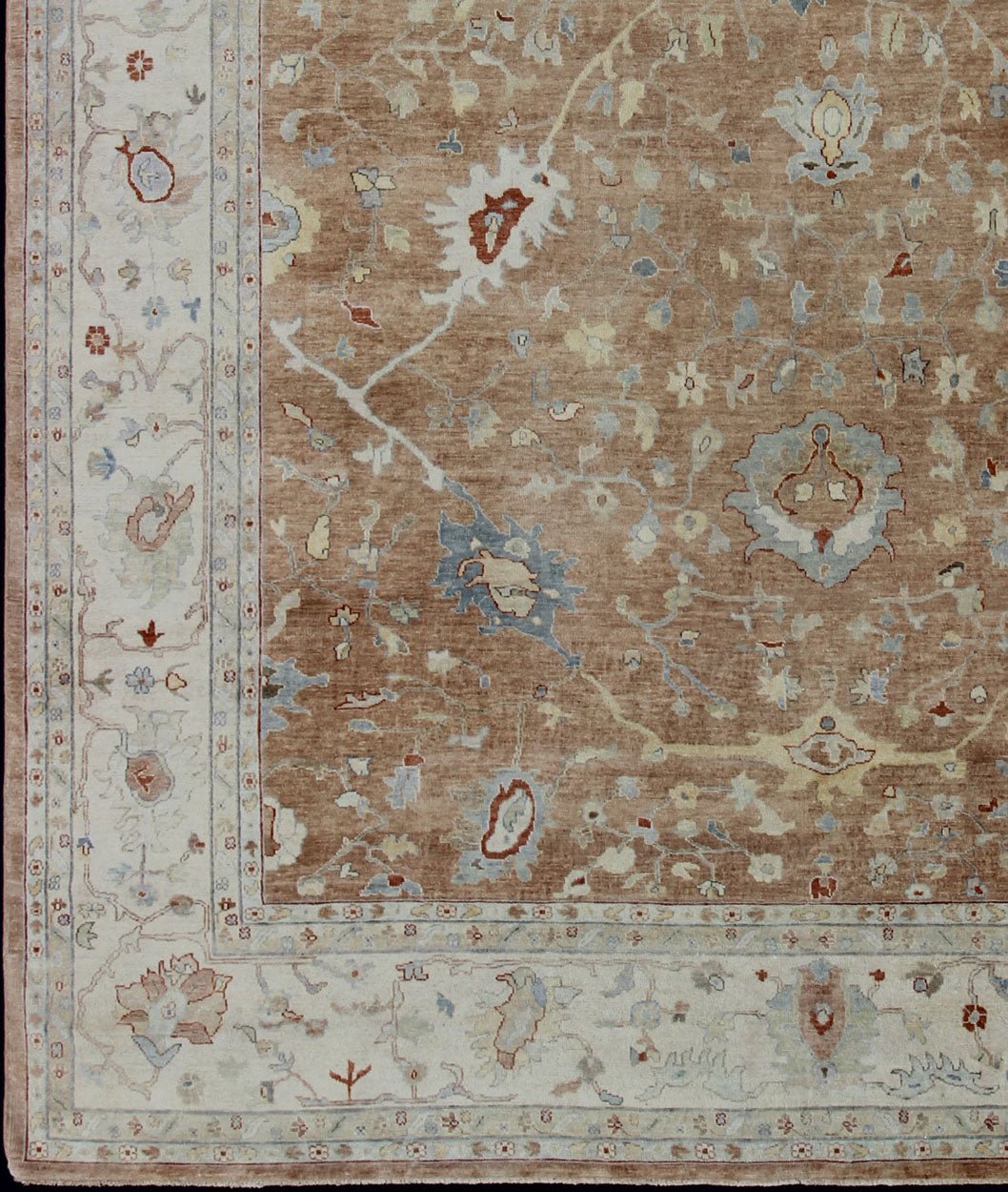 Oversized Hand Knotted Indian Floral Oushak Rug Hand - Knotted in Wool Measures 11'11 x 14'10 Country of Origin: India; Type: Oushak; Design: Floral, All - Over, Oushak Floral; Keivan Woven Arts: BDH - 743526; Oversized Indian Floral Oushak Ru... - Keivan Woven ArtsBDH - 743526 - 10890Rug