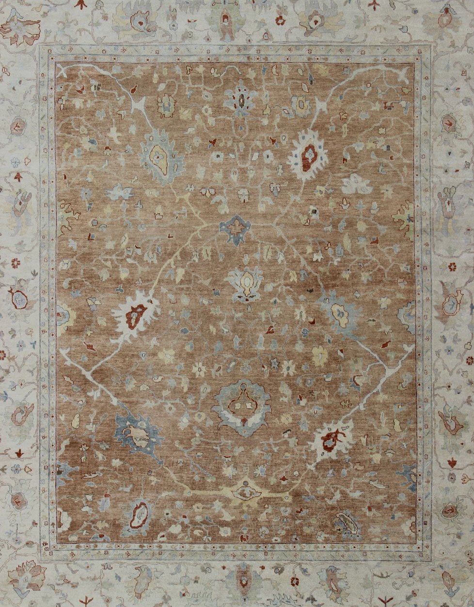 Oversized Hand Knotted Indian Floral Oushak Rug Hand - Knotted in Wool Measures 11'11 x 14'10 Country of Origin: India; Type: Oushak; Design: Floral, All - Over, Oushak Floral; Keivan Woven Arts: BDH - 743526; Oversized Indian Floral Oushak Ru... - Keivan Woven ArtsBDH - 743526 - 10890Rug