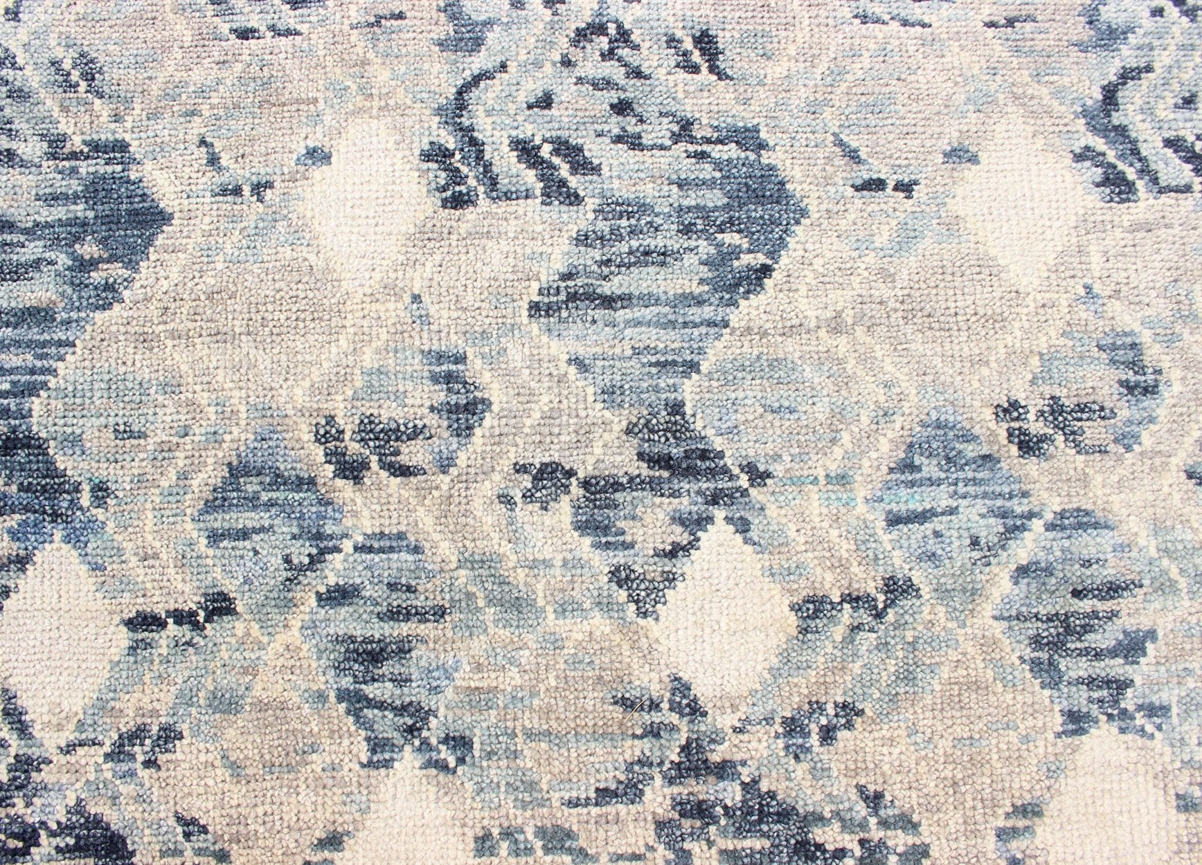 Large Modern Hand Knotted Indian Area Rug in Blue's, Gray, and White Measures 9'0 x 12'0 Country of Origin: India; Type: Modern; Design: All - Over, Abstract, Sub - Geometric, Diamond; Keivan Woven Arts: rug BDH - 764179; Large Modern Indian ... - Keivan Woven ArtsBDH - 764179 - RT - 18 - 13428Rug