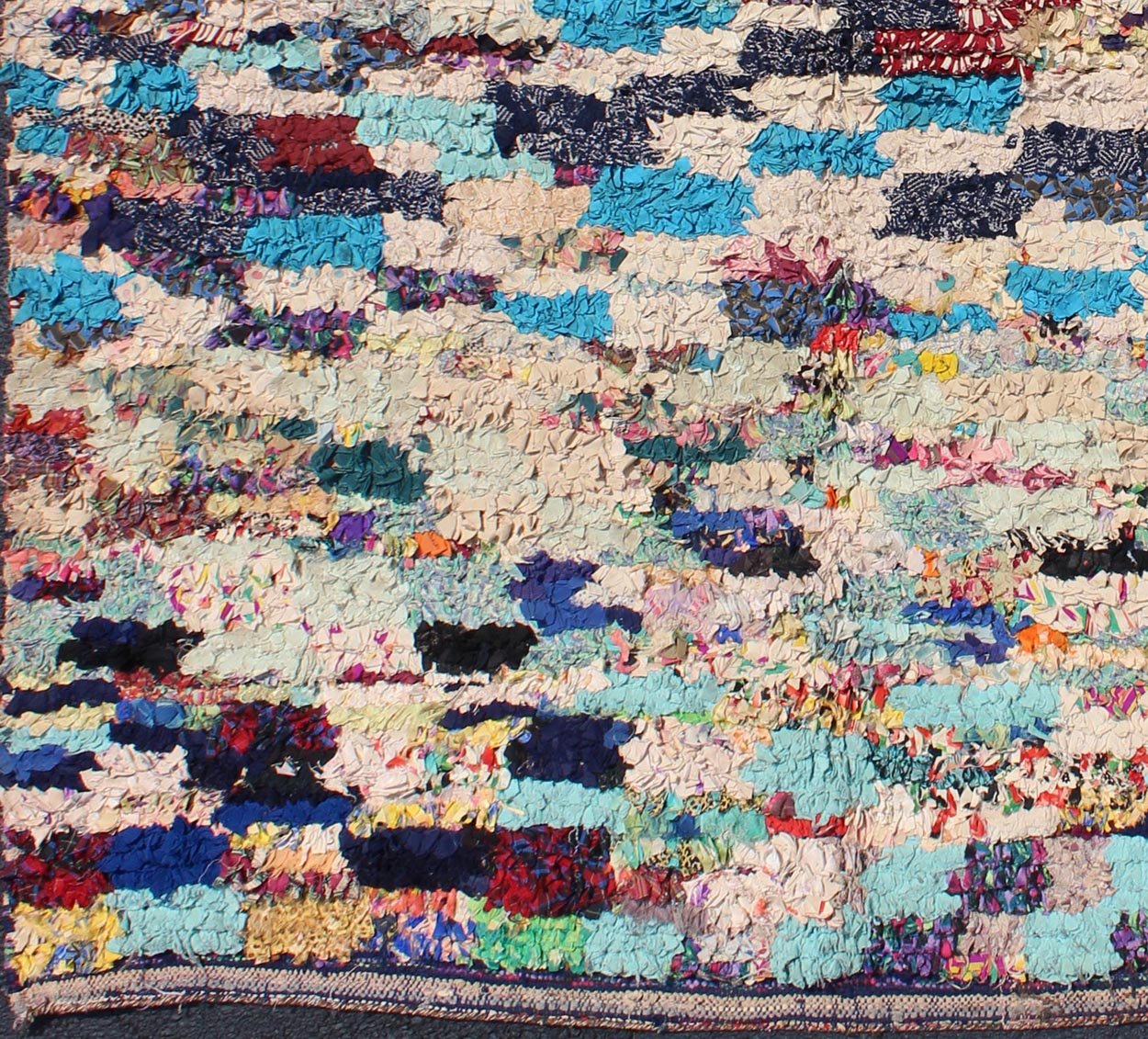 Mid - Century Moroccan rug with colorful checkerboard design, rug bds - 102, country of origin / type: Morocco / Tribal, circa 1950. Handwoven in bold, bright colors, this vintage Moroccan rug features a checkerboard design. Colors include black, re... - Keivan Woven ArtsBDS - 102 - 5219Rug