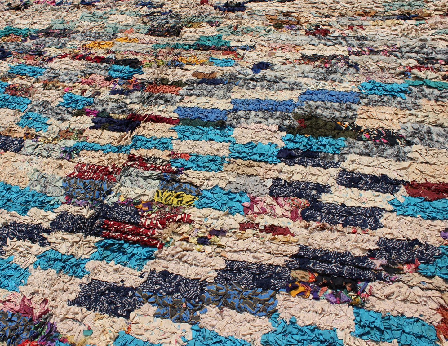 Mid - Century Moroccan rug with colorful checkerboard design, rug bds - 102, country of origin / type: Morocco / Tribal, circa 1950. Handwoven in bold, bright colors, this vintage Moroccan rug features a checkerboard design. Colors include black, re... - Keivan Woven ArtsBDS - 102 - 5219Rug