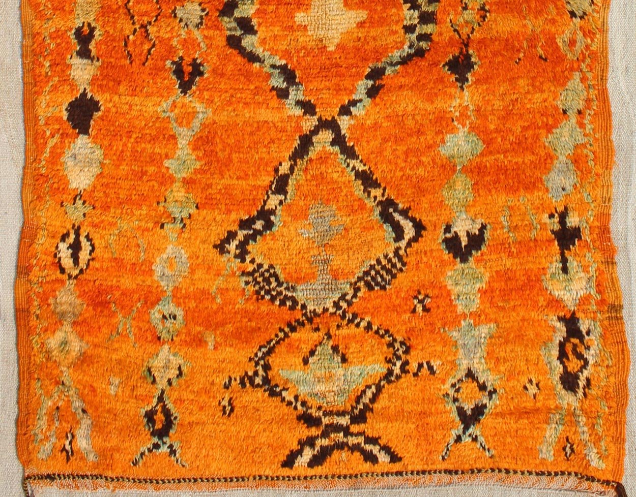 Vintage Hand Knotted Moroccan Beni Mklid Rug with All - Over Tribal Design Tribal design vintage Moroccan rug in red, orange, charcoal, ivory, Keivan Woven Arts / rug BDS - 2100, country of origin / type: Morocco / Tribal, circa 1940. Vintage... - Keivan Woven ArtsBDS - 2100 - 9567Rug