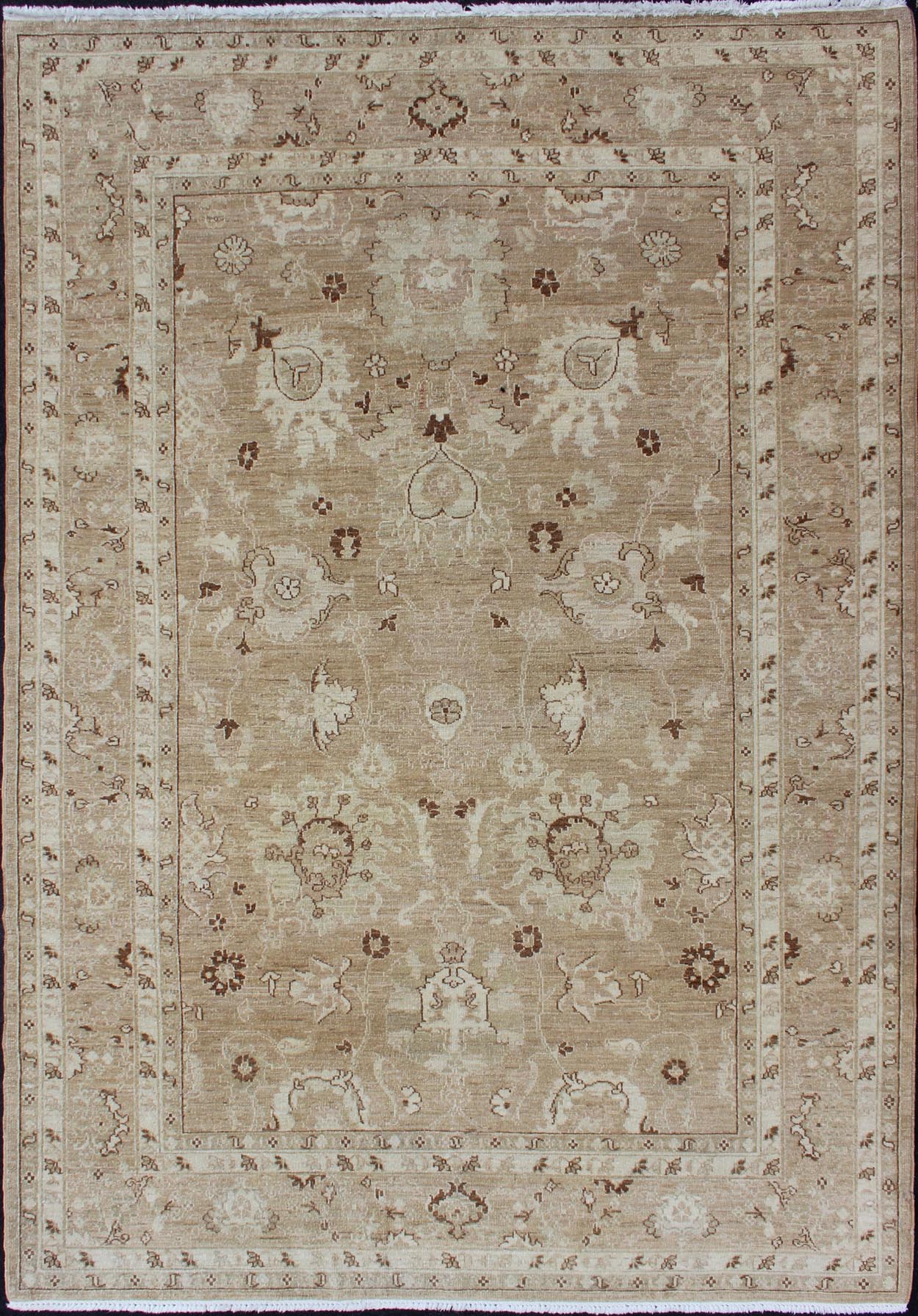 Vintage Afghan Rug in Muted Earthy Tones of Light Brown, Caramel, Light Green and Dark Brown Highlights Vintage Afghan Rug in Muted Earthy Tones of Light Brown, Caramel, Light Green and Dark Brown Highlights, Keivan Woven Arts / BR - 11716 country of... - Keivan Woven ArtsBR - 11716 - 2191Rug