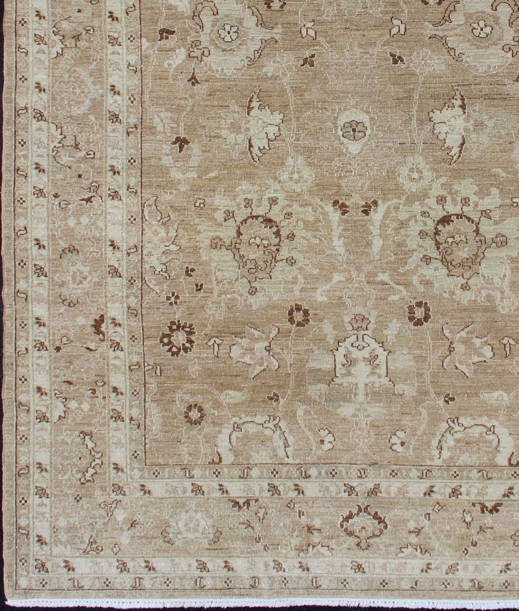 Vintage Afghan Rug in Muted Earthy Tones of Light Brown, Caramel, Light Green and Dark Brown Highlights Vintage Afghan Rug in Muted Earthy Tones of Light Brown, Caramel, Light Green and Dark Brown Highlights, Keivan Woven Arts / BR - 11716 country of... - Keivan Woven ArtsBR - 11716 - 2191Rug