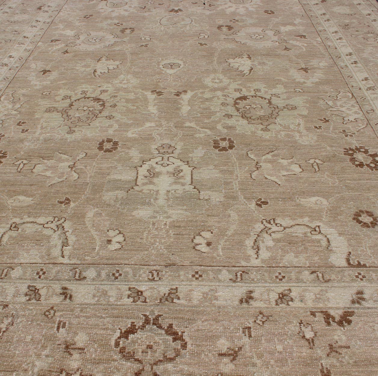 Vintage Afghan Rug in Muted Earthy Tones of Light Brown, Caramel, Light Green and Dark Brown Highlights Vintage Afghan Rug in Muted Earthy Tones of Light Brown, Caramel, Light Green and Dark Brown Highlights, Keivan Woven Arts / BR - 11716 country of... - Keivan Woven ArtsBR - 11716 - 2191Rug