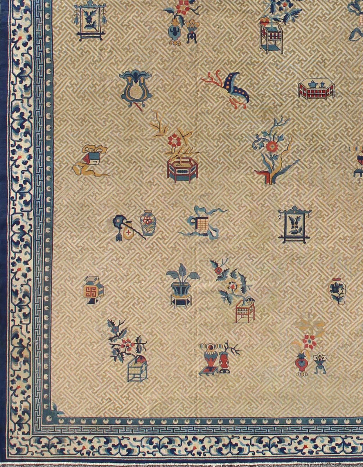 Large Antique Chinese Carpet A traditional design incorporating phoenix motifs and Chinese elements distinguishes this Chinese rug from all others. Symbolizing the Emperor and Empress, the dragon and phoenix were powerful spiritual symbols. This... - Keivan Woven ArtsC - 0504 - 195