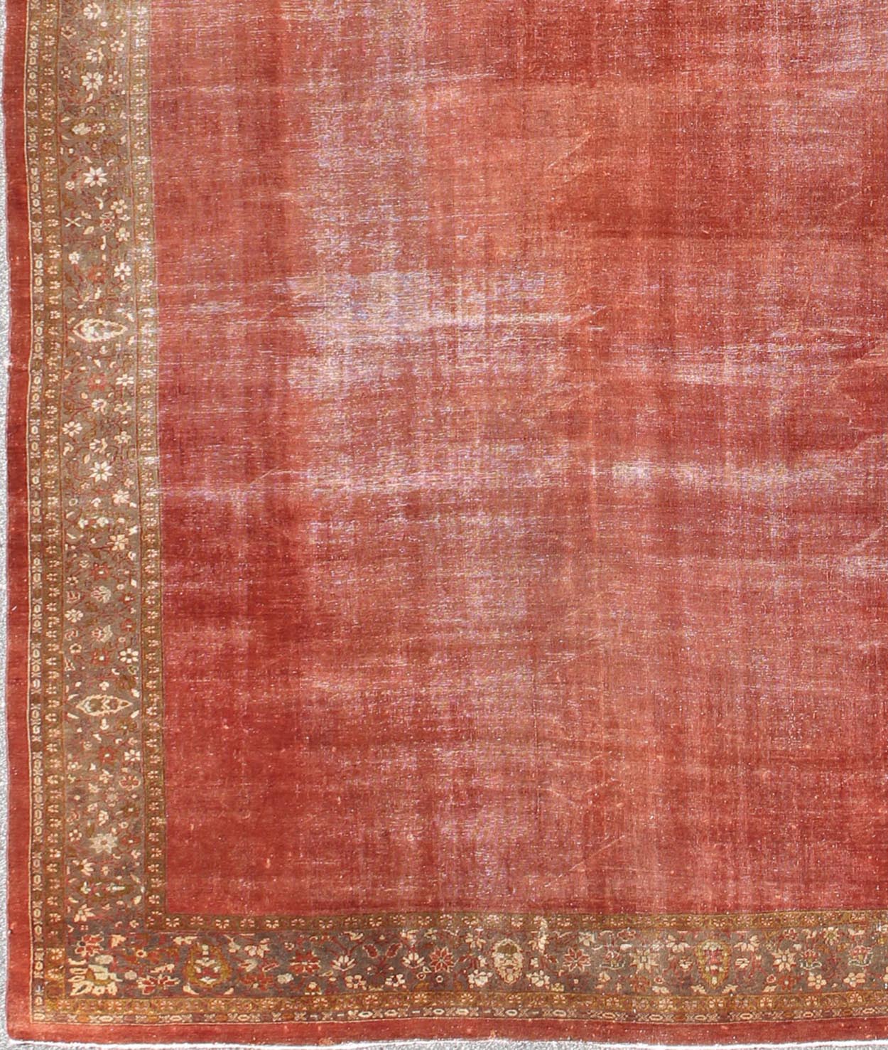 Antique Sultanabad Carpet with Open Red Field and Yellow - Green Floral Border This exquisite antique Sultanabad carpet beautifully illustrates the stunning Persian workmanship of the early 20th Century. The open red field is surrounded by a broad... - Keivan Woven ArtsC - 1006 - 2346Rug