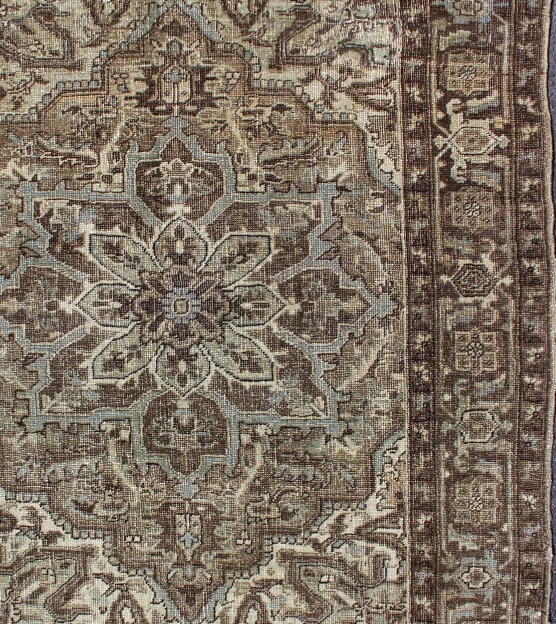 Vintage Persian Heriz Rug with Medallion Design in Brown Tones Midcentury Persian carpet with layered Medallion and Motifs, rug ca - 1171, country of origin / type: Iran / Heriz, circa mid - 20th century This vintage Persian Heriz rug feature... - Keivan Woven ArtsCA - 1171 - 1304Rug
