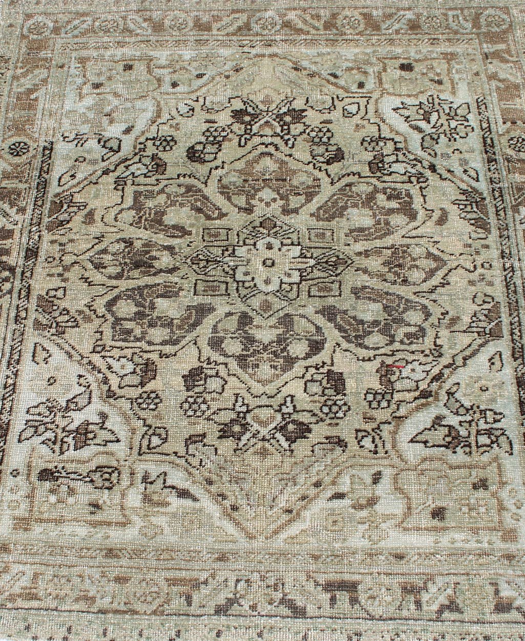 Square - Sized Medallion Heriz Rug in Natural Color Tones Vintage Persian Carpet with Taupe, Brown, Ivory Medallion Design, ca - 13541, country of origin / type: Iran / Heriz, circa 1950 This nearly square - shaped Heriz carpet from mid - century... - Keivan Woven ArtsCA - 13541 - 1285Rug