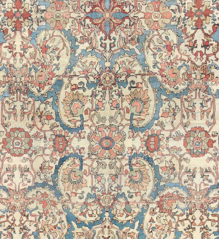 Antique Persian Sultanabad Rug with Ivory Background This exemplary antique Sultanabad rug features a large - scale design comprised of palmettes and stylized flowers. The gorgeous piece is characterized by a rare color combination: An ivory field... - Keivan Woven ArtsD - 0702 - 3011Rug
