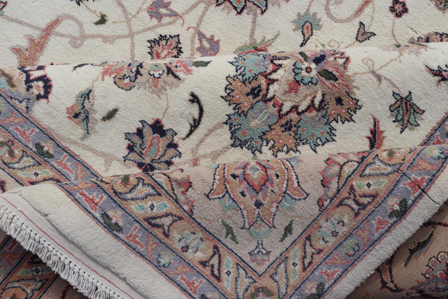 All - Over Floral Design Vintage Persian Tabriz Rug in Soft Colors on Ivory Field. Keivan Woven Arts / rug DSP - 2309, country of origin / type: Iran / Tabriz, circa 1960 Measures: 8'0 x 10'6 This vintage Persian Tabriz carpet (circa mid - 20th centur... - Keivan Woven ArtsDSP - 2309 - 24733Rug