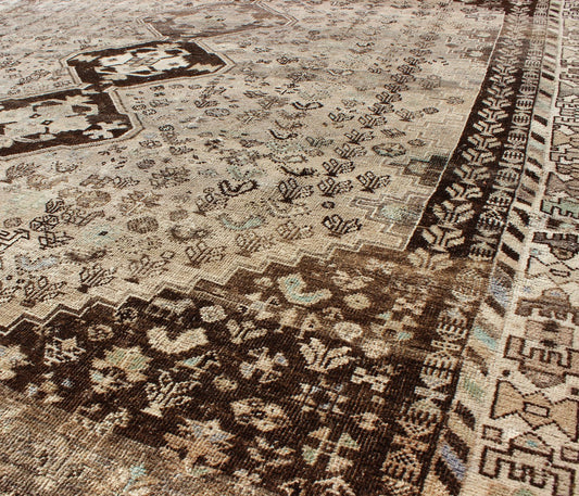 Brown/Taupe Vintage Persian Shiraz Rug with Vertical Sub - Geometric Medallions kwarugs Brown/Taupe Vintage Persian Shiraz rug with Vertical Sub - Geometric Medallions, Keivan Woven Arts / rug DSP - A342934, country of origin / type: Iran / Shiraz, ci... - Keivan Woven ArtsDSP - A342934 - 4335