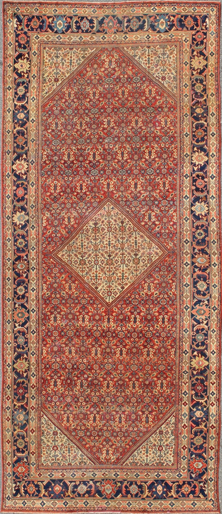 Antique Persian Sultanabad rug with Sub - geometric motifs with a Diamond Central Medallion. rug E - 0909, country of origin / type: Iran / Sultanabad, circa 1910.Large Gallery Rug, Large gallery Runner. Antique gallery rug. This beautiful antique ... - Keivan Woven ArtsE - 0909 - 2311Rug