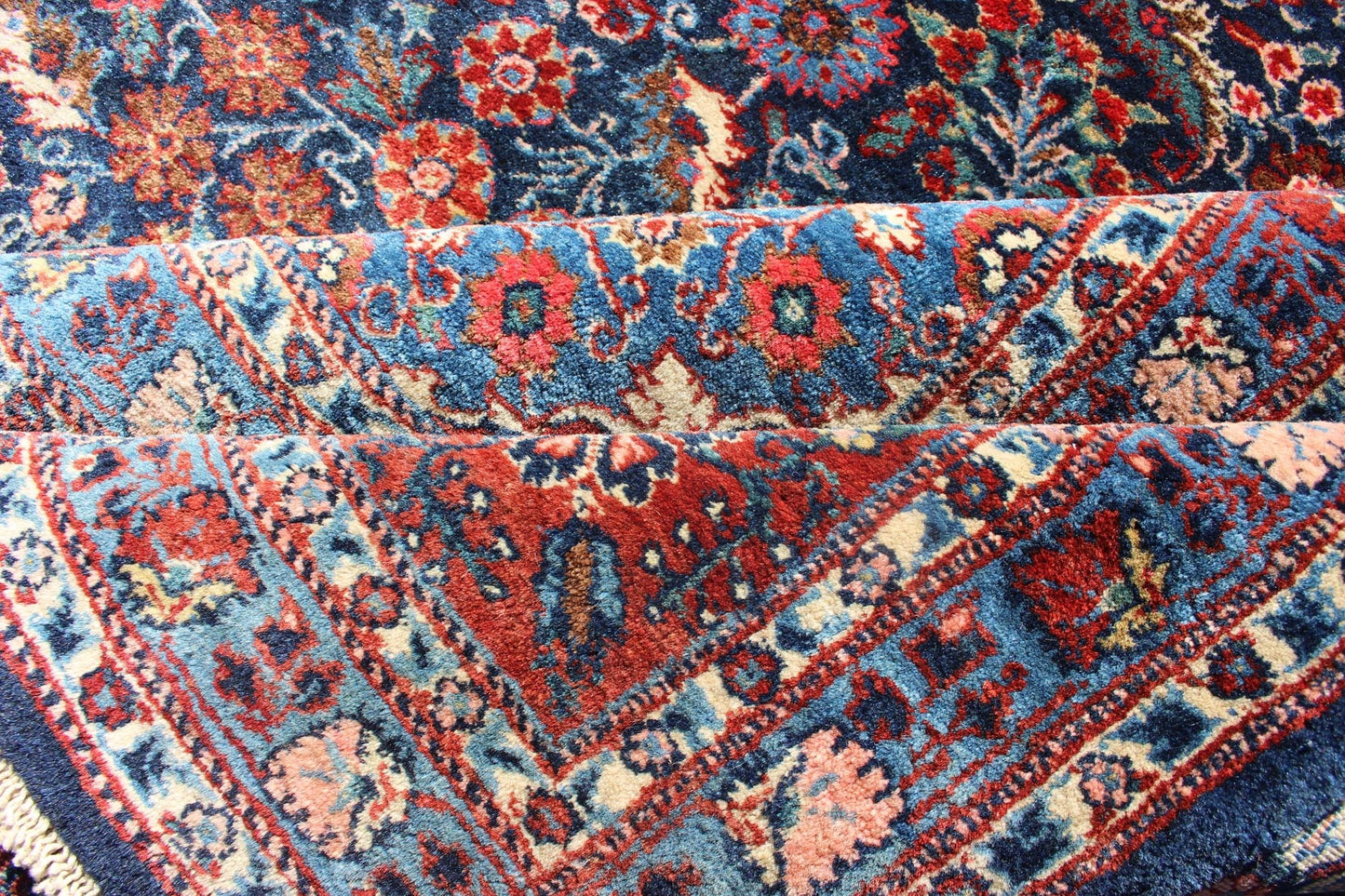 Antique Tribal Medallion Josan Rug with Jewel Tones with Center Medallion Blossoming antique Persian Josan rug with all - over Arabesque design in blue, rug EB - CON - 10001, country of origin / type: Iran / Josan, circa. 1900 Distinct colors ... - Keivan Woven ArtsEB - CON - 10001 - 12601Rug