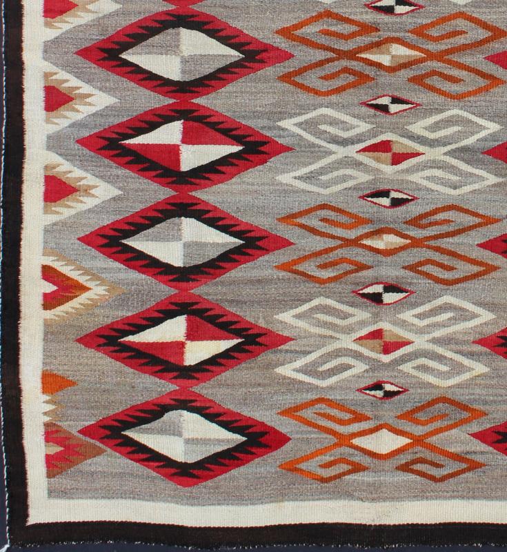 Antique Navajo Rug with Semi - Symmetrical All - Over Diamond Design Antique Navajo Rug with Semi - Symmetrical All - Over Diamond Design, rug EBD - 1023, country of origin / type: America / Navajo, circa early - 20th Century. This intriguing antiqu... - Keivan Woven ArtsEBD - 1023 - 6548Rug