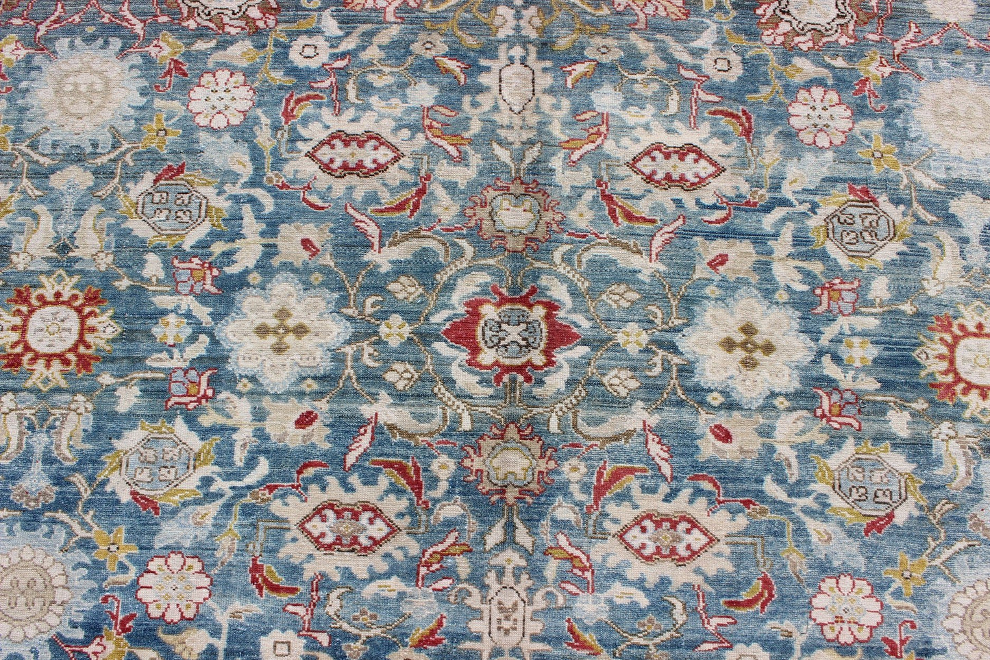 Colorful Large Antique Blue gray Background Persian Malayer Rug with All - Over Floral Pattern. Large antique blue background Persian Malayer rug with all - over floral pattern, kwarugs Keivan Woven Arts / EMA - 7500, country of origin / type: Iran / Ma... - Keivan Woven ArtsEMA - 7500 - 8821Rug