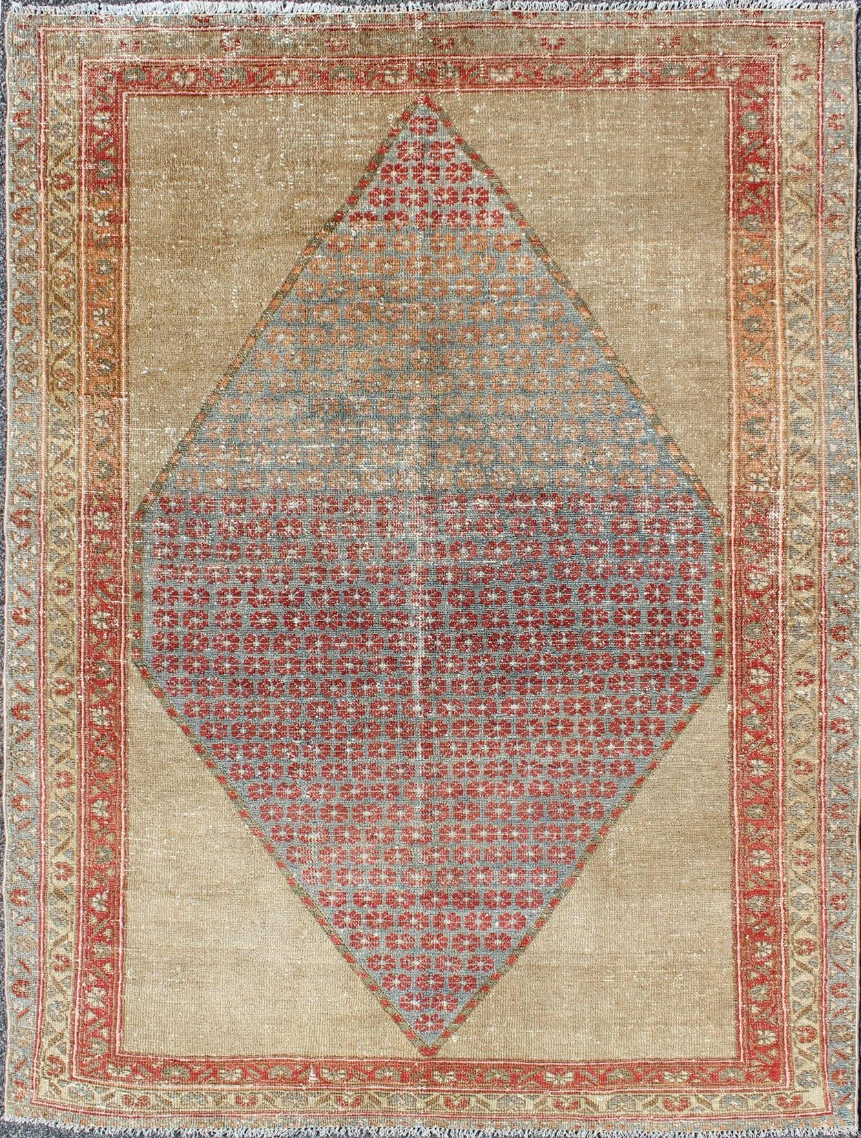 Diamond Medallion Antique Serab Persian Rug with Floral Borders kwarugs Diamond floral medallion antique Serab Persian rug with floral borders, rug ema - 7503, county of origin / type: Iran / Serab, circa 1900 This early 20th century antiqu... - Keivan Woven ArtsEMA - 7503 - 8787Rug