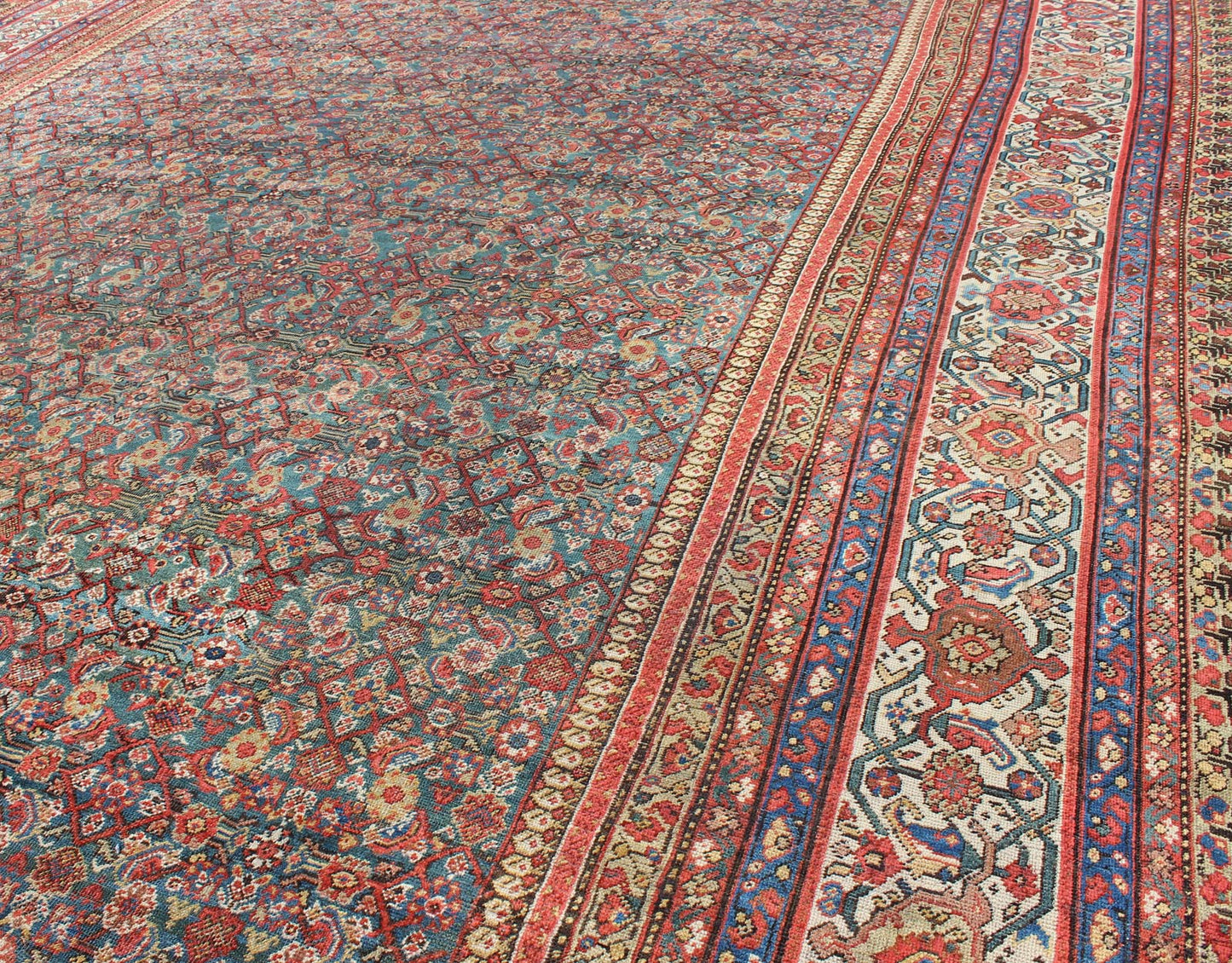 Large All - Over Antique Persian Sultanabad Rug in Green Background kwarugs Large all - over antique Persian Sultanabad rug in green background. Colorful all - over floral design antique Persian Sultanabad rug, rug ema - 7512, country of origin / typ... - Keivan Woven ArtsEMA - 7512 - 8841Rug