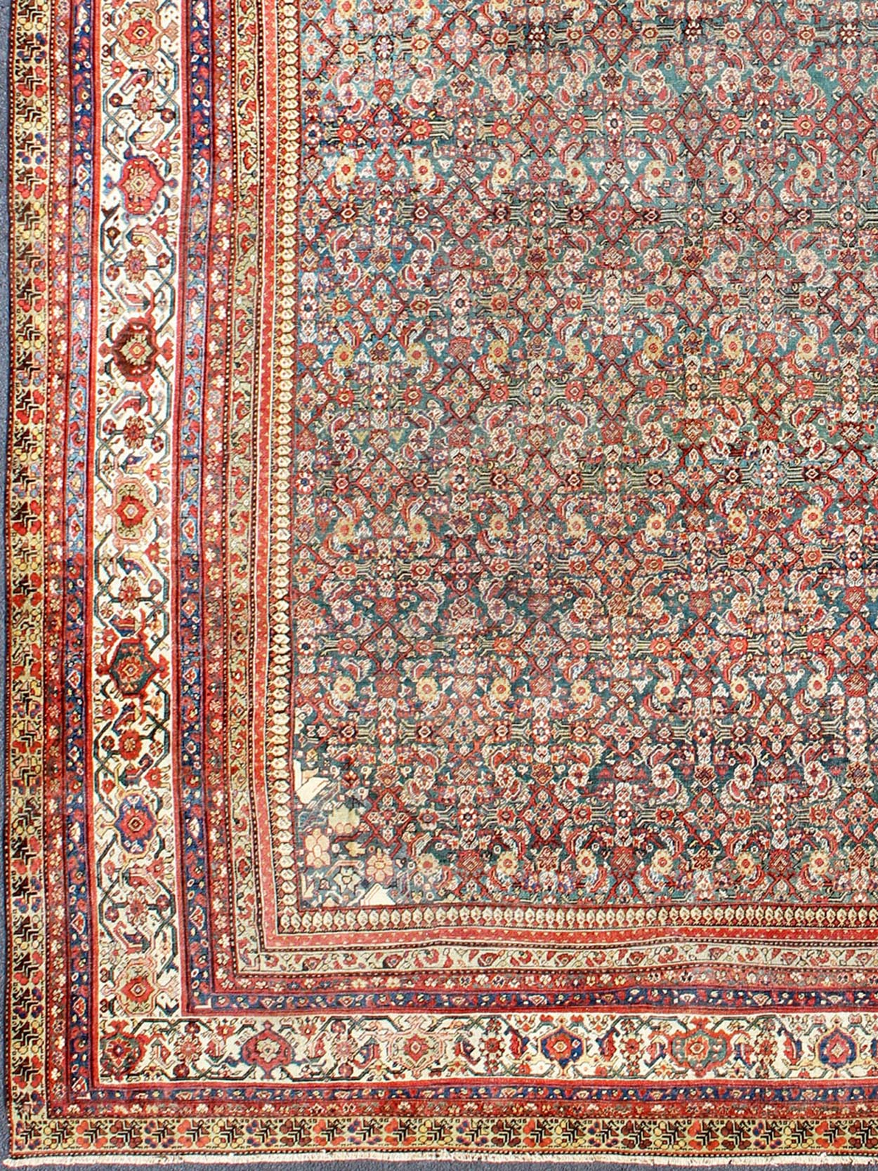 Large All - Over Antique Persian Sultanabad Rug in Green Background kwarugs Large all - over antique Persian Sultanabad rug in green background. Colorful all - over floral design antique Persian Sultanabad rug, rug ema - 7512, country of origin / typ... - Keivan Woven ArtsEMA - 7512 - 8841Rug