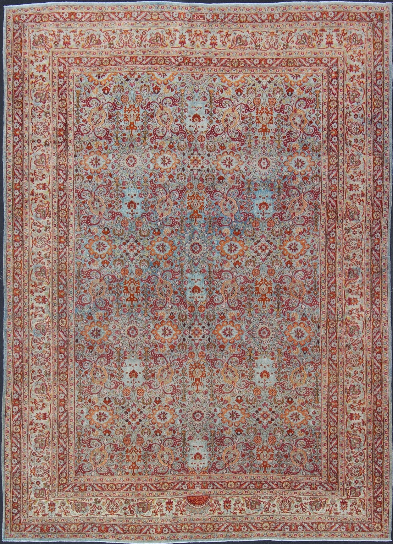 Ornate Floral Pattern Khorassan Antique Persian Rug in Burgundy & Gray Ornate floral pattern Khorassan antique Persian rug in burgundy and grey, rug ema - 7514, country of origin / type: Iran / Khorassan, circa 1920. This spectacular antiq... - Keivan Woven ArtsEMA - 7514 - 8797Rug