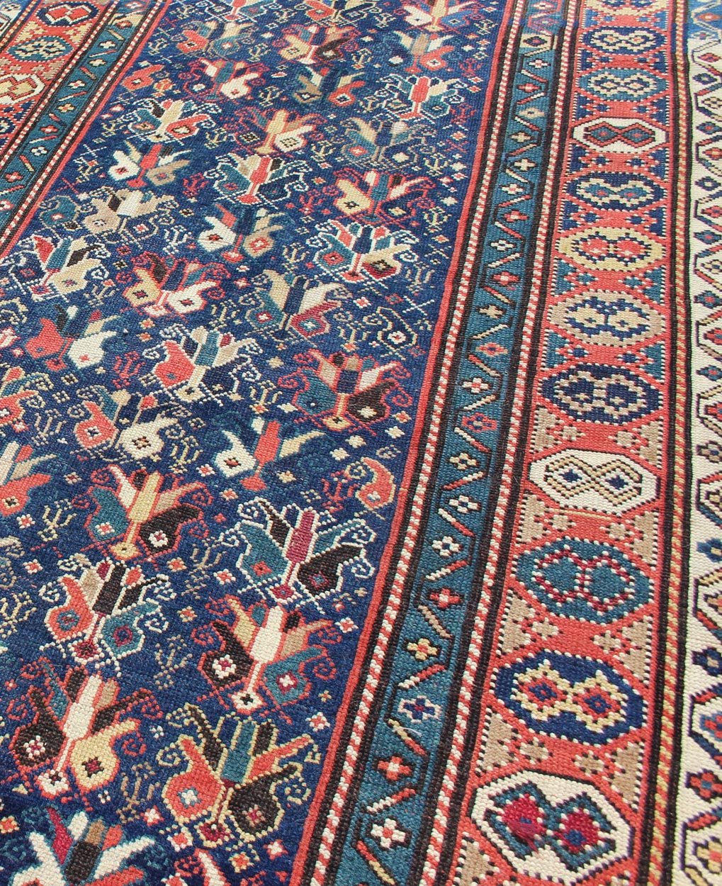 Multicolored Antique Caucasian Gendje Gallery Rug with All - Over Sub - Geometrics kwarugs Gendje antique runner from Caucasus with tribal geometric design in a variety of color tones, rug ema - 7533, country of origin / type: Caucasus / Gendje, c... - Keivan Woven ArtsEMA - 7533 - 9334Rug