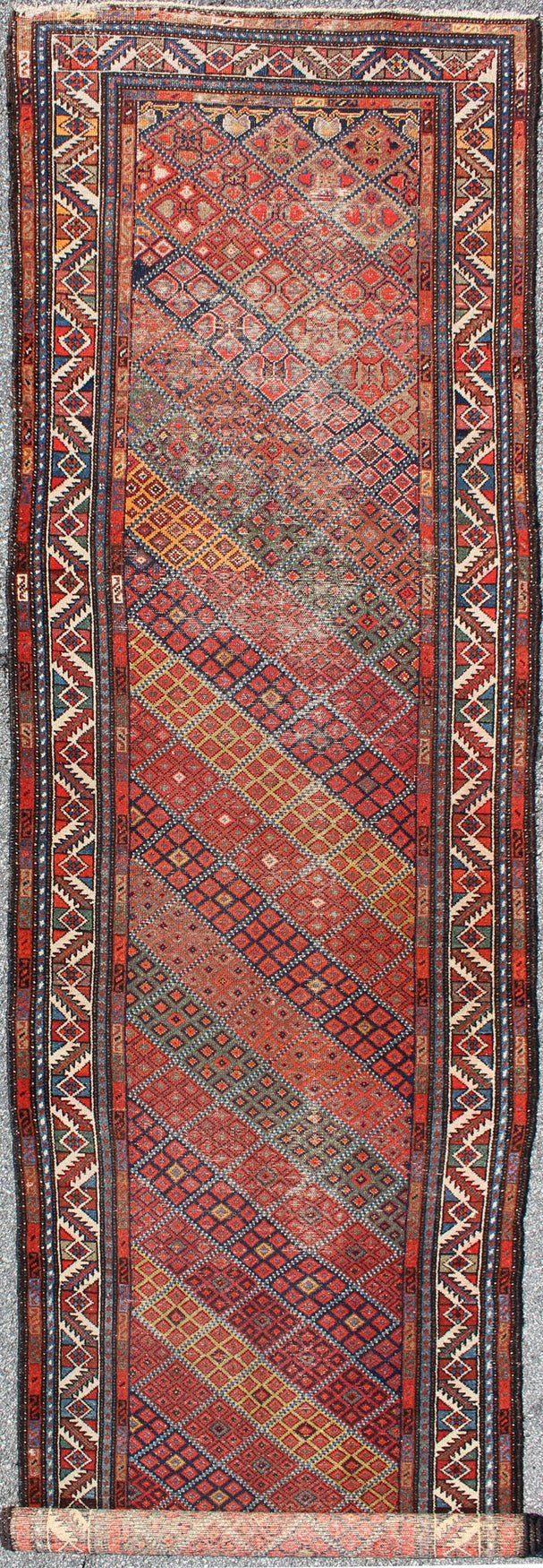 Antique Persian Malayer Runner with Diagonal Diamond Sub - Geometric Design kwarugs Antique Persian Malayer runner with diagonal diamond sub - geometric design, rug emac - 003, country of origin / type: Iran / Malayer, circa 1900 This magnifice... - Keivan Woven ArtsEMAC - 003 - 8813Rug