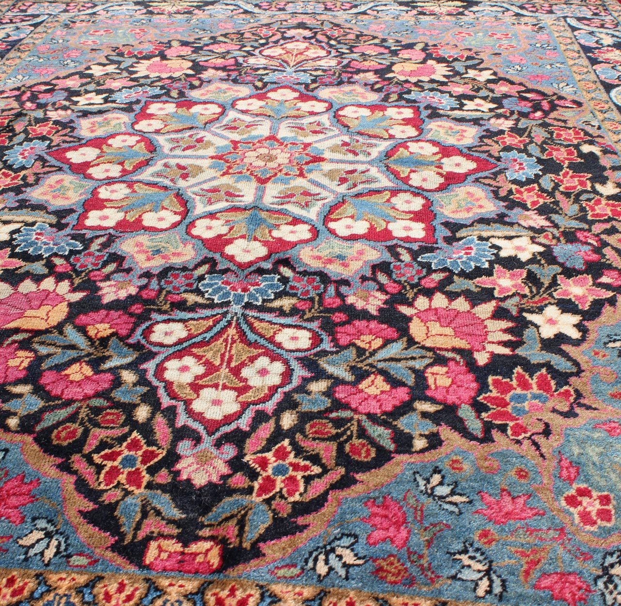 Blooming Floral Medallion Vintage Persian Kerman Rug with Multi - Colors kwarugs Blooming Floral Medallion vintage Persian Kerman rug with multi - colors, rug emac - 004, country of origin / type: Iran / Kerman, circa 1940s This vintage Persian... - Keivan Woven ArtsEMAC - 004 - 8817Rug