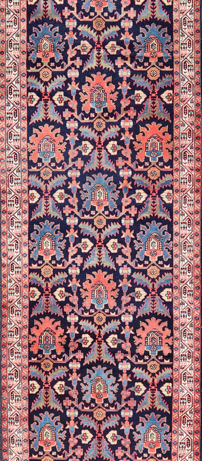 Long Antique Persian Hamadan Runner with All - Over Sub - Geometric Design. Keivan Woven Arts / rug EMB - 22145 - 15076, country of origin / type: Persian / Hamadan, circa Early - 20th Century. Measures: 3'5 x 16'4 This 1920's Persian Hamadan... - Keivan Woven ArtsEMB - 22145 - 15076 - 20673