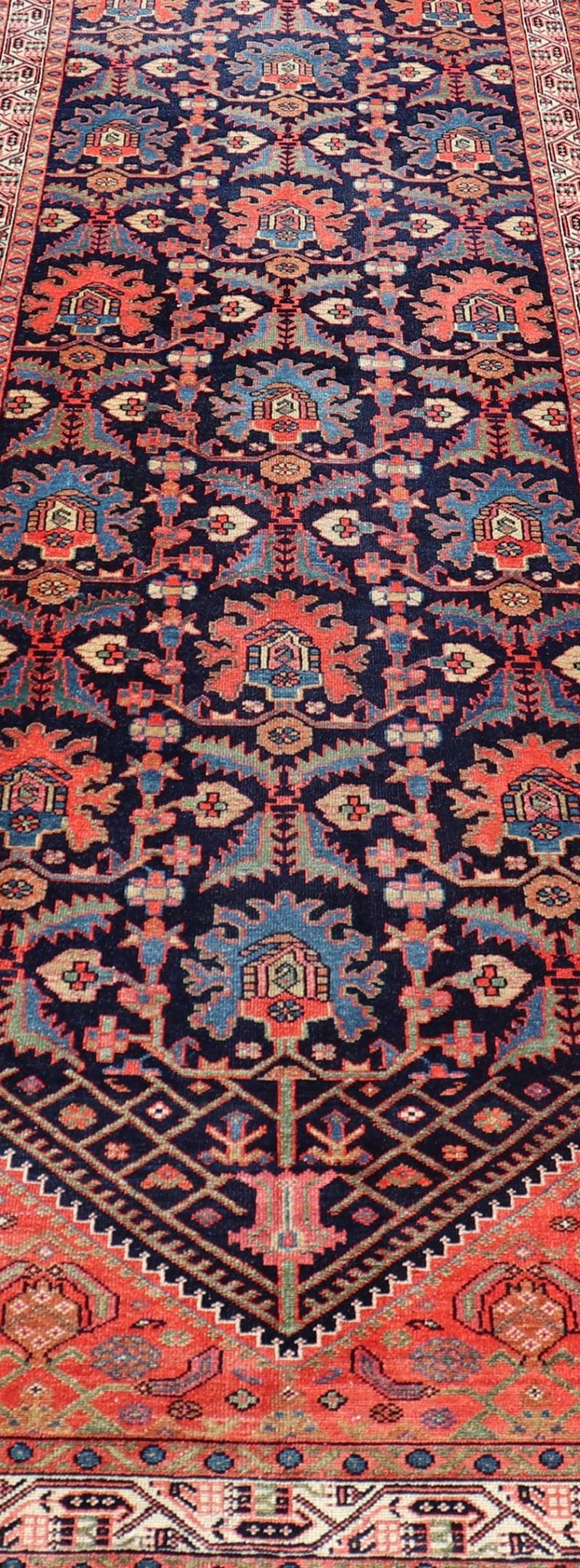 Long Antique Persian Hamadan Runner with All - Over Sub - Geometric Design. Keivan Woven Arts / rug EMB - 22145 - 15076, country of origin / type: Persian / Hamadan, circa Early - 20th Century. Measures: 3'5 x 16'4 This 1920's Persian Hamadan... - Keivan Woven ArtsEMB - 22145 - 15076 - 20673