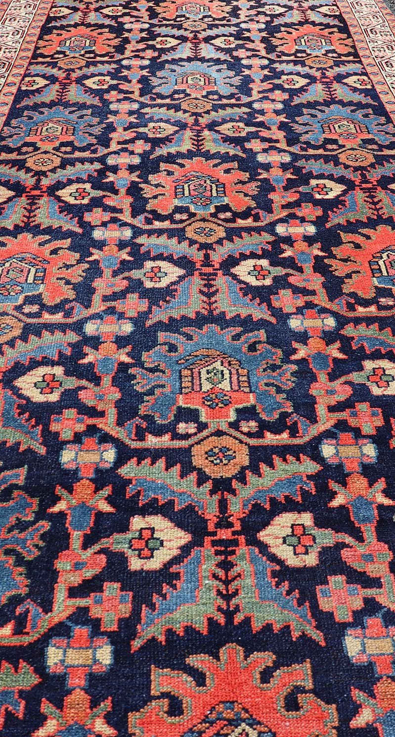 Long Antique Persian Hamadan Runner with All - Over Sub - Geometric Design. Keivan Woven Arts / rug EMB - 22145 - 15076, country of origin / type: Persian / Hamadan, circa Early - 20th Century. Measures: 3'5 x 16'4 This 1920's Persian Hamadan... - Keivan Woven ArtsEMB - 22145 - 15076 - 20673
