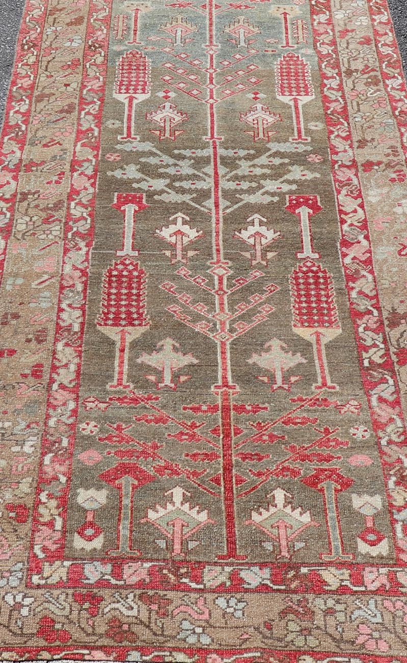 Antique Persian Bakhitari Runner with All - Over Patten in Light Blue Background. Keivan Woven Arts / rug EMB - 22189 - 15056, origin / type: Iran / Bakhtiari, circa 1920 Measures: 3'4 x 9'5 This beautiful antique Bakhtiari runner from Persia features... - Keivan Woven ArtsEMB - 22189 - 15056 - 20571