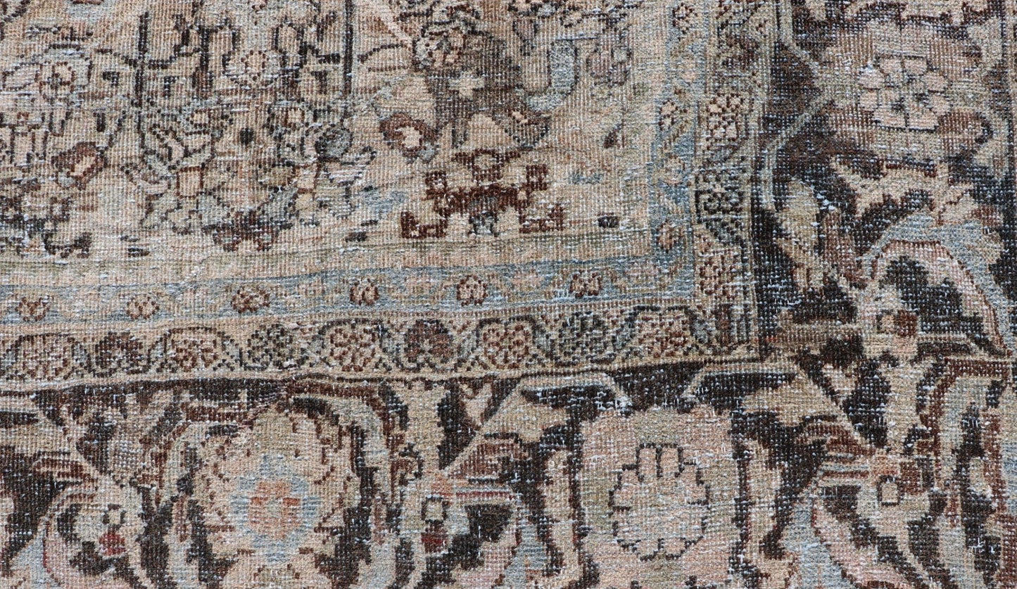 Measures: 9'0 x 12'0 Antique Persian Mahal Rug with Sub - Geometric Design With All - Over Floral. Country of origin: Iran; Type: Sultanabad - Mahal; Design: Diamond Medallion, Floral Medallion; Keivan Woven Arts: Rug / EMB - 22212 - 15087. This anti... - Keivan Woven ArtsEMB - 22212 - 15087 - 20704Rug