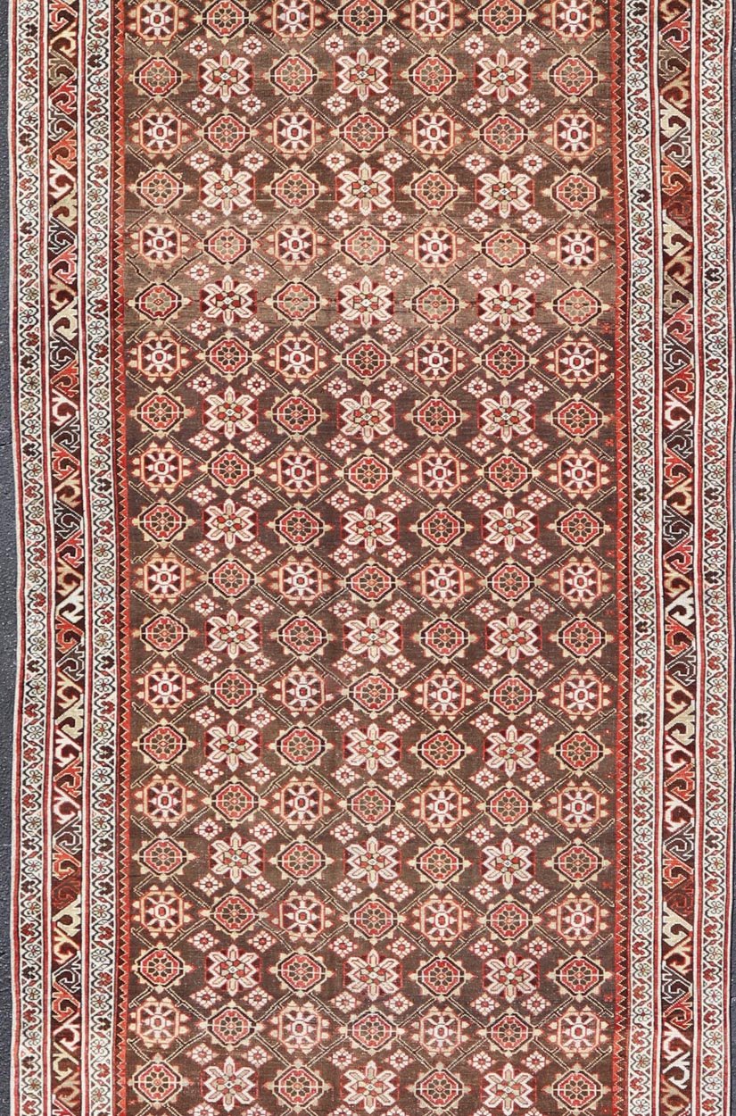 Antique Malayer Persian Gallery Runner with All Over Floral Design. Keivan Woven Arts; rug / EMB - 22226 - 15453 Country of origin: Iran Circa 1920's Type Malayer. Measures: 5'8 x 15'10 This antique Malayer gallery runner features a modest, multi - t... - Keivan Woven ArtsEMB - 22226 - 15453 - 21573