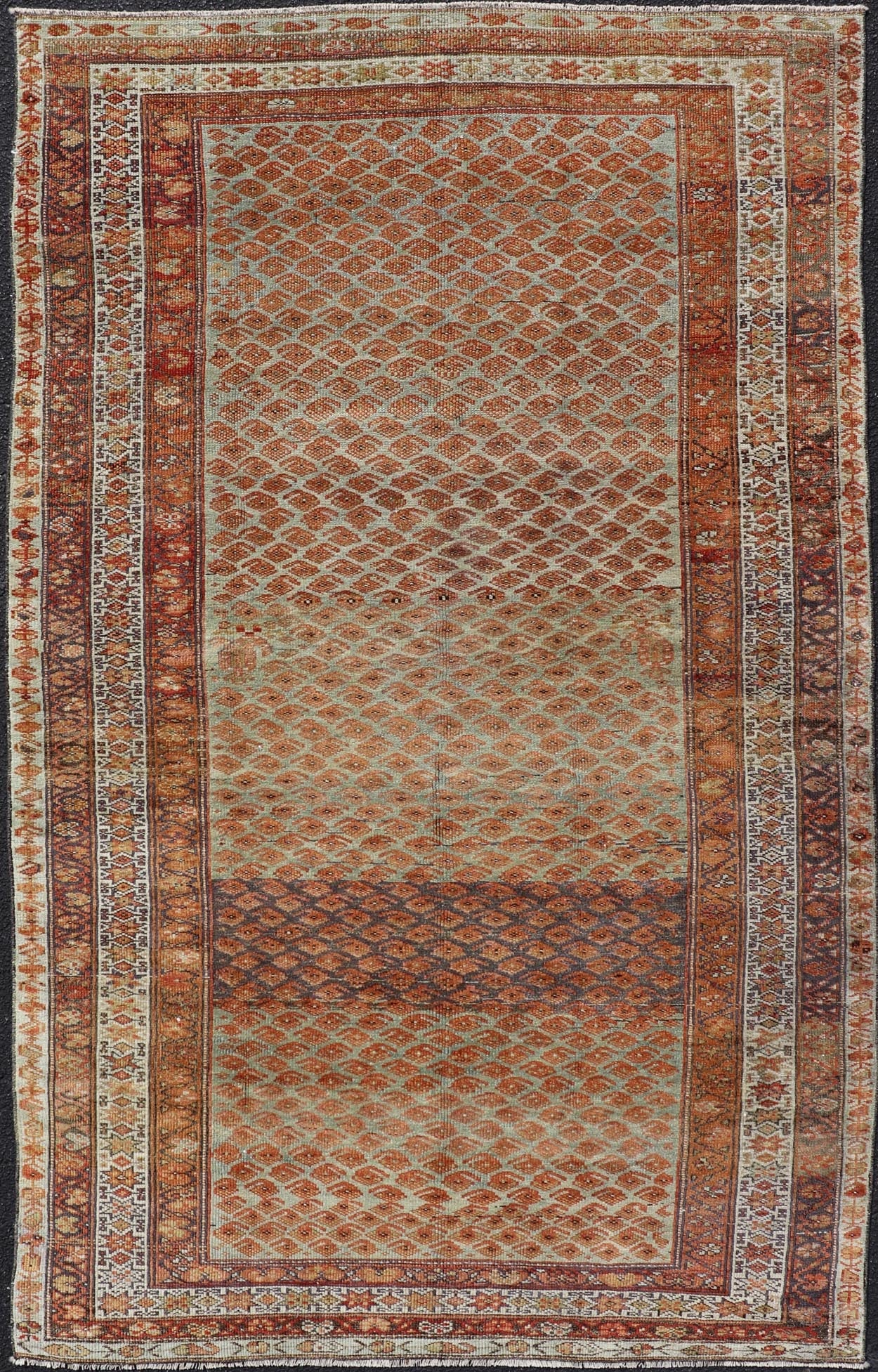 Measures: 4'3 x 7'2 This magnificent antique Persian Kurdish Bidjar rug epitomizes the grandeur and meticulous craftsmanship synonymous with the historic weaving traditions of the Kurdish artisans. Known for their durability and dense weaving, ... - Keivan Woven ArtsEMB - 22289 - 26130