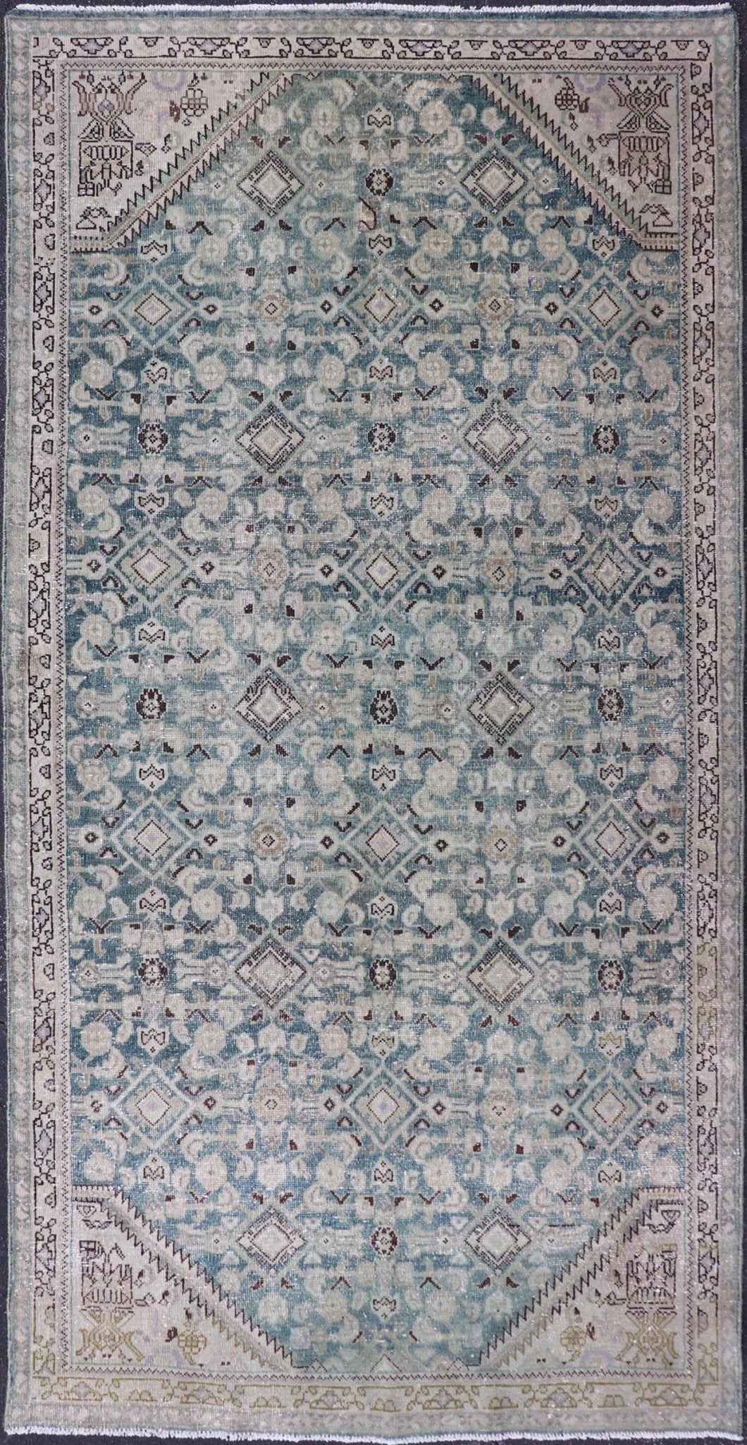 Measures: 5'0 x 10'2 Keivan Woven Arts Antique Persian Mahal All - Over Designed. Keivan Woven Arts / rug/EMB - 30, country of origin / type: Iran / Malayer, circa 1920 This antique Persian Malayer displays the Herati design, however this one - of - a - ki... - Keivan Woven ArtsEMB - 30 - 27622Rug