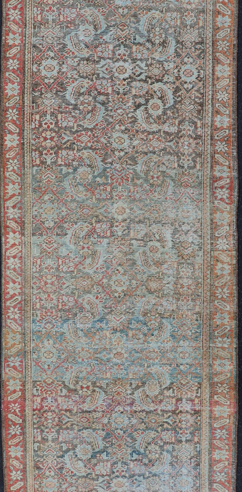 Antique Hand - Knotted Persian Hamadan Runner with Large Medallion Design This antique hand - knotted Persian Hamadan runner features an all - over floral design centered in a large medallion and is enclosed within a complementary multi - tiered border... - Keivan Woven ArtsEMB - 8515 - 178692 - 13752Rug