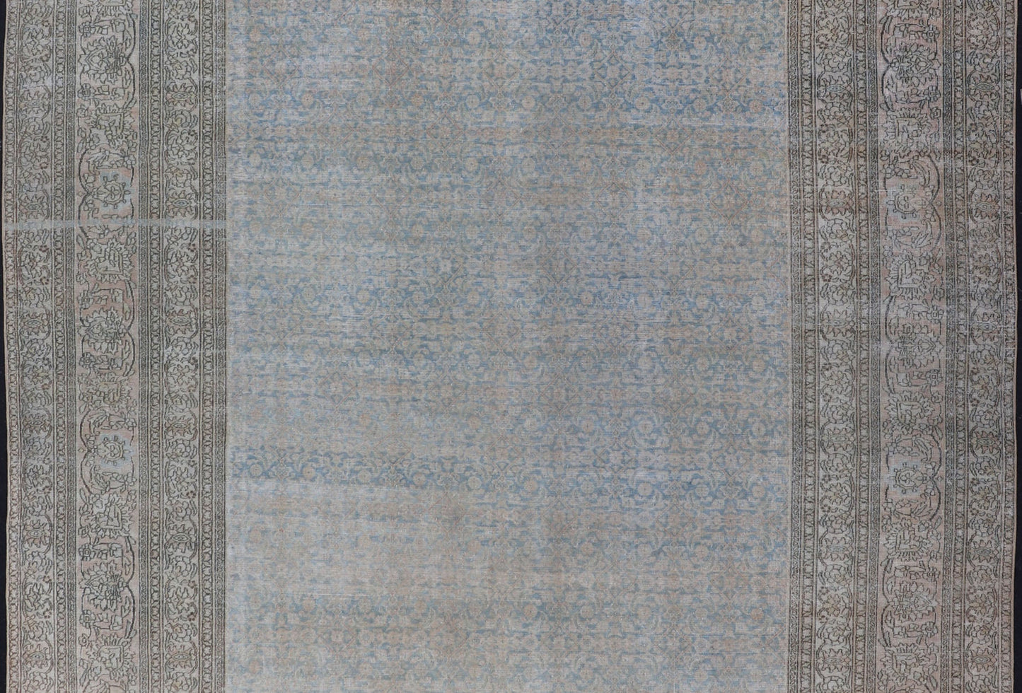 Antique Hand - Knotted Persian Mashad Rug with Sub - Geometric Floral & Diamond Design This antique hand - knotted Persian Mashad rug features a sub - geometric diamond design placed upon an all - over floral pattern and is enclosed within a complementary... - Keivan Woven ArtsEMB - 8520 - 178548 - 13760Rug