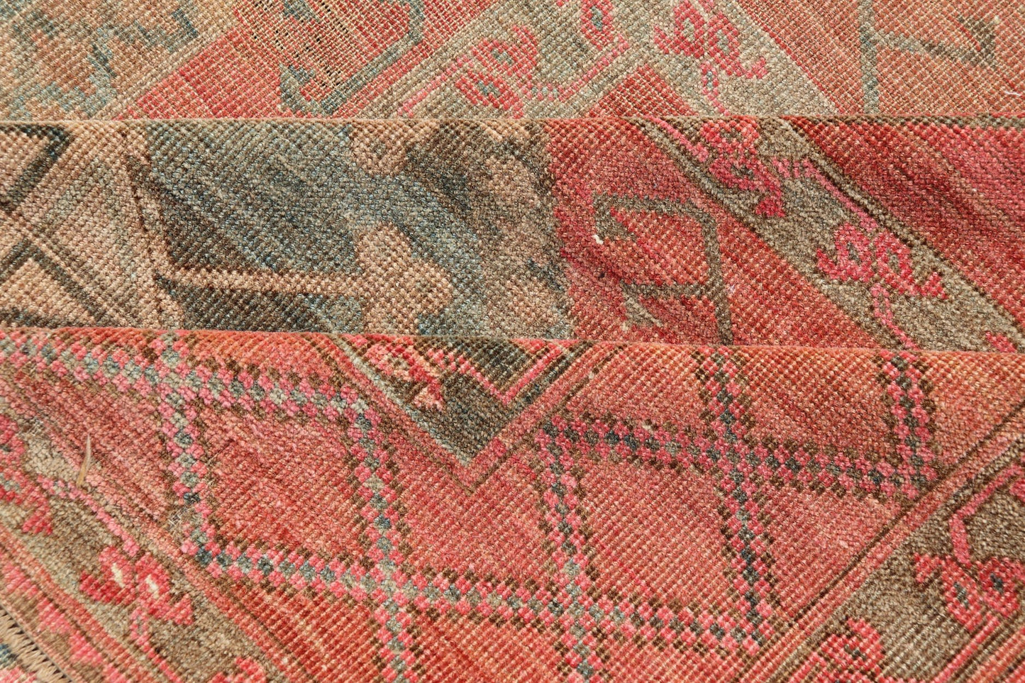 Large Turkomen Ersari Rug with All - Over Gul Design in Tan, Coral, and Brown. Antique Persian Ersari/ Turkomen rug in coral/red tones with geometric motifs. Keivan Woven Arts / rug EMB - 8522 - 178691, Turkomen, circa 1930. Measures: 10'4 x 15'6 This... - Keivan Woven ArtsEMB - 8522 - 178691 - 13668Rug