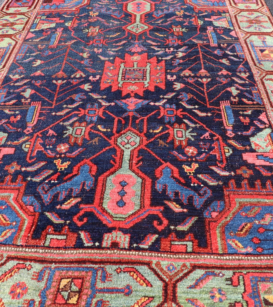 N.W. Persian Rug with Geometric Florals in Red, Ivory, Cream, Blue and Green N.W. Persian Rug with Geometric Florals in Red, Ivory, Cream, Blue and Green. Keivan Woven Arts / EMB - 8523 - 178684, country of origin / type: Iran / N.W. Persian, c... - Keivan Woven ArtsEMB - 8523 - 178684 - 13674Rug