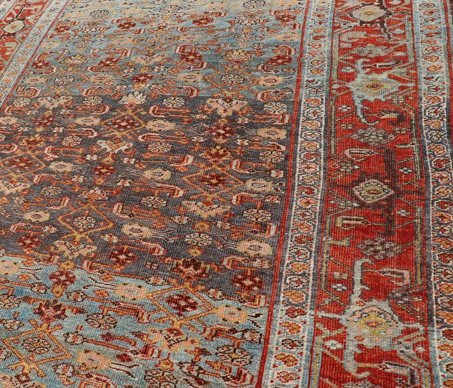 Antique Persian Bidjar Short Gallery Rug with All - Over Sub - Geometric Design This antique hand - knotted Persian Bidjar short gallery sized rug features a all - over sub - geometric design throughout the entirety of the piece, and is enclosed within a... - Keivan Woven ArtsEMB - 8526 - 178690 - 13686Rug